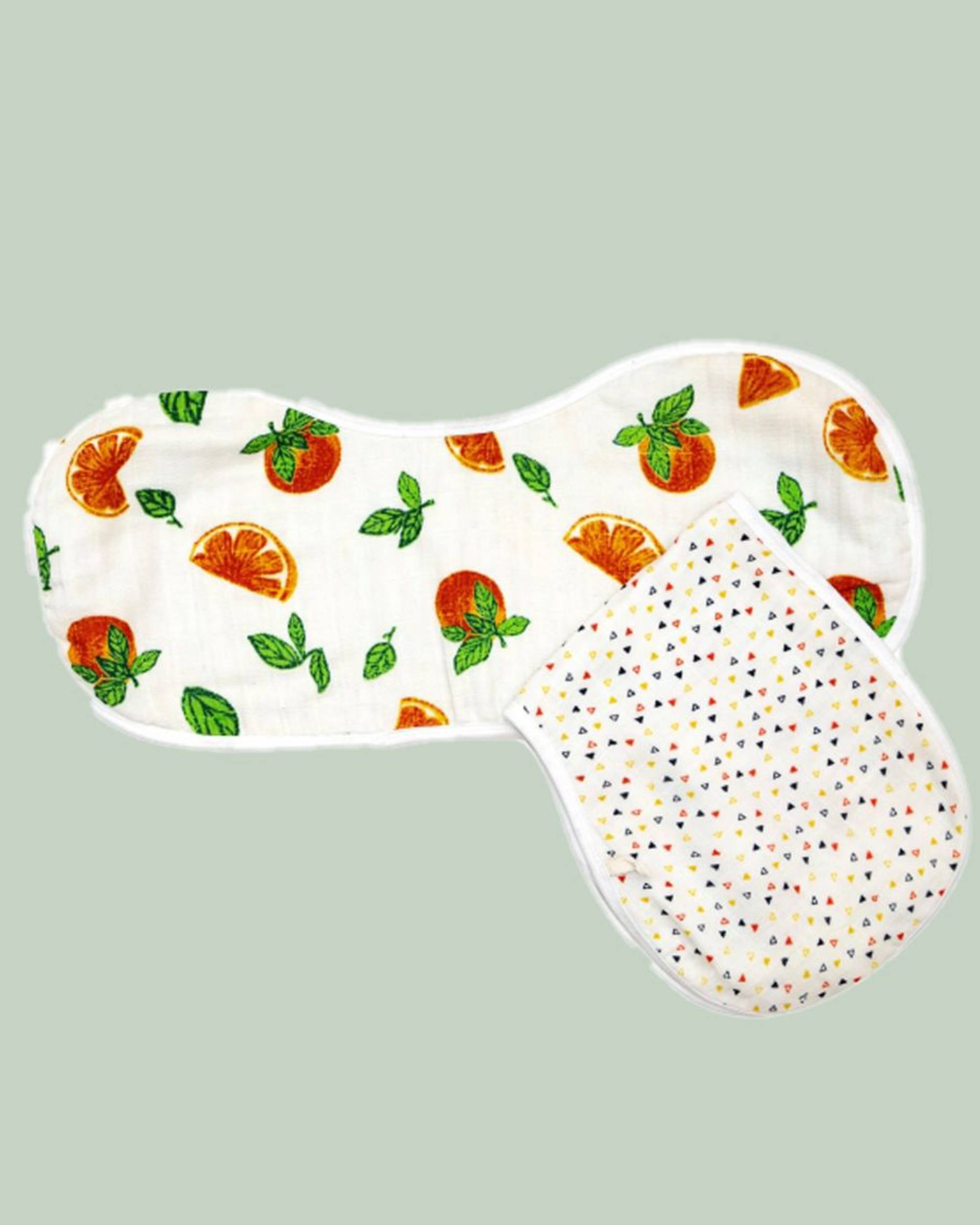 White and multicolor tropical fun themed muslin burp cloth - set of two