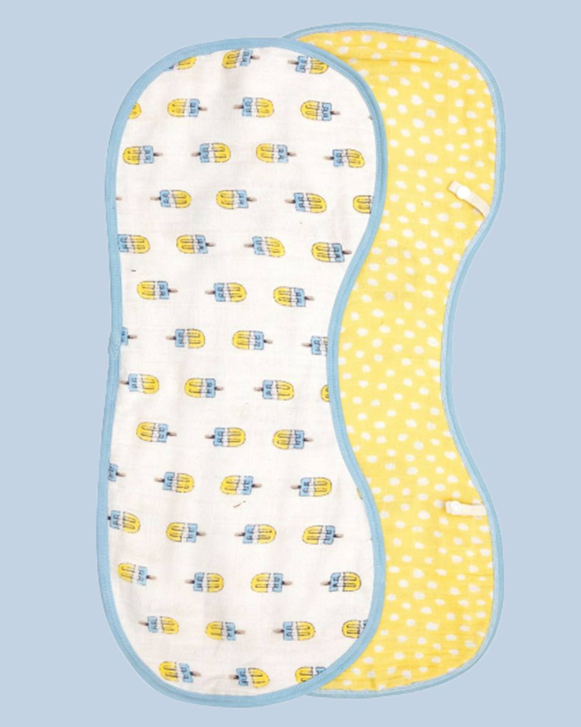 Blue and yellow popsicle printed muslin burp cloth - set of two