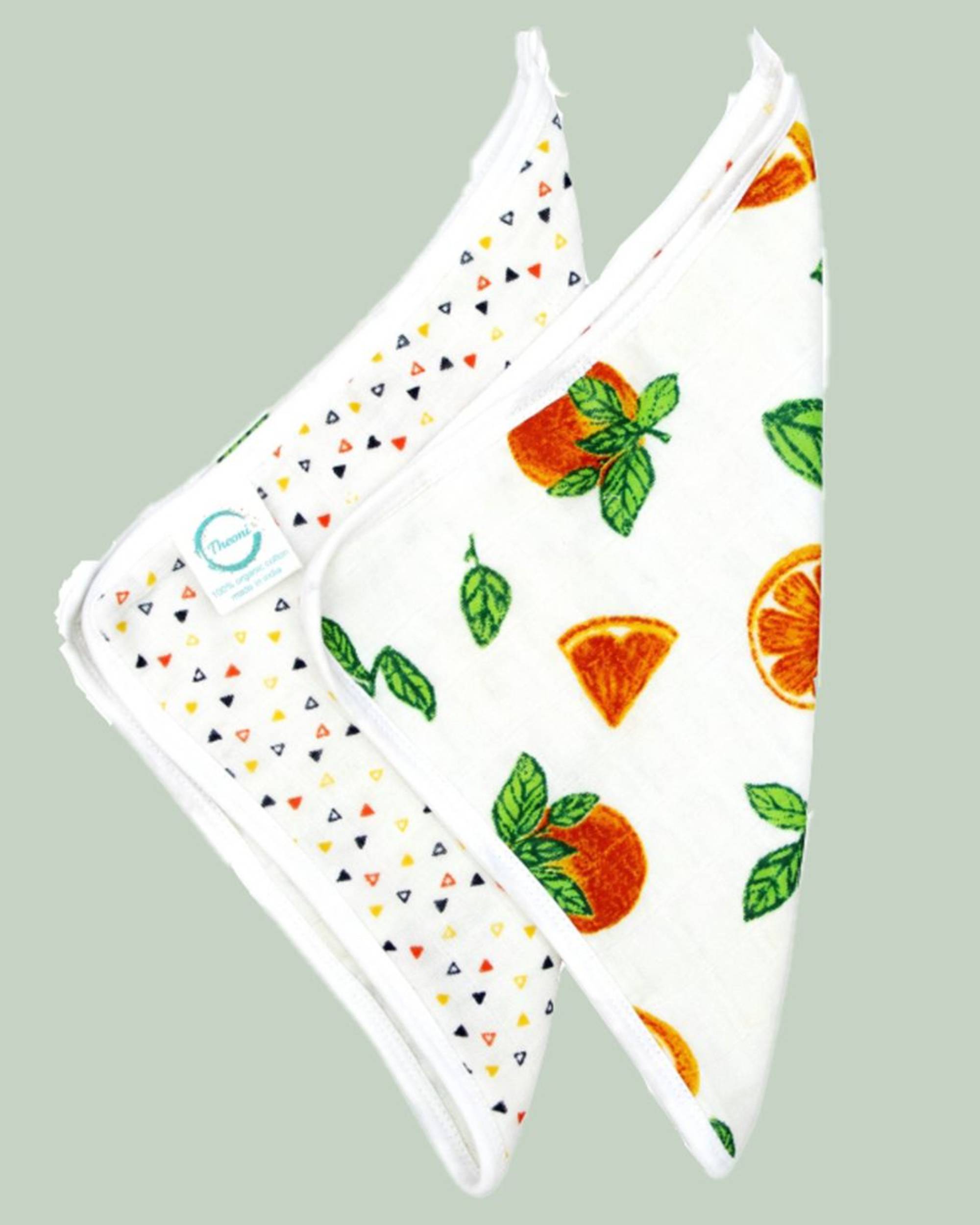 White and multicolor tropical fun themed reusable square wipes - set of two