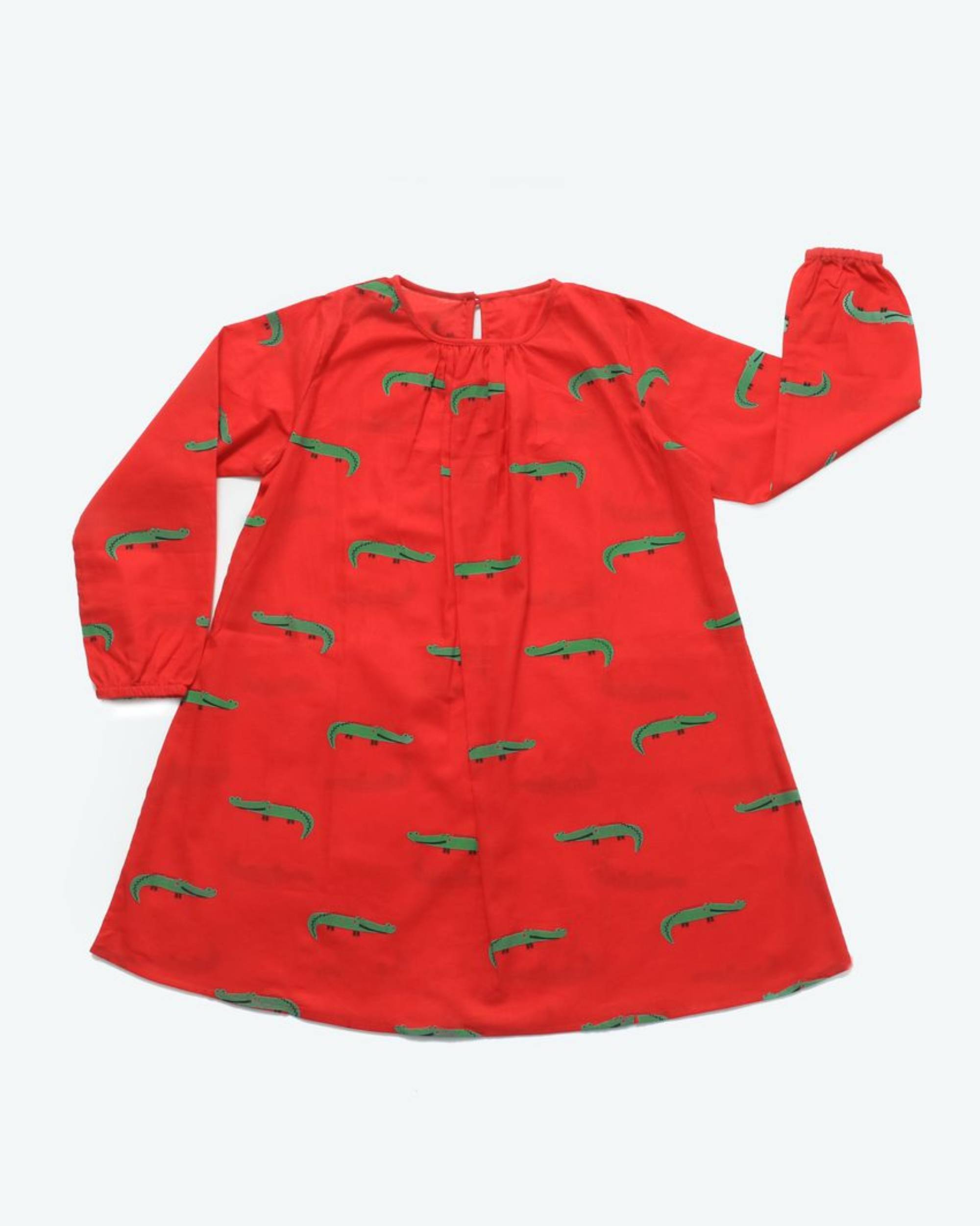 Red and green crocodile printed night dress
