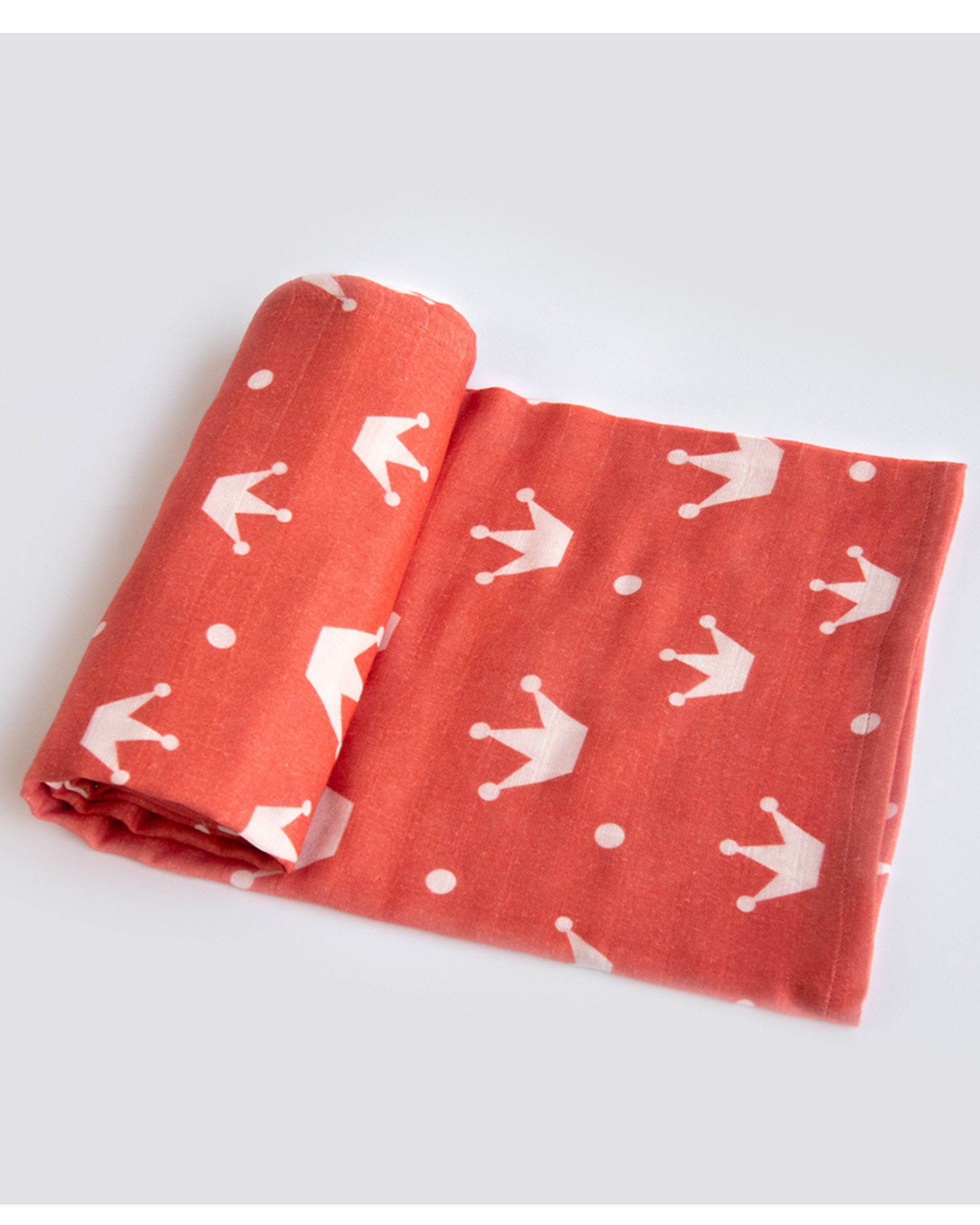Red crown muslin swaddle by Yellow Doodle The Secret Label