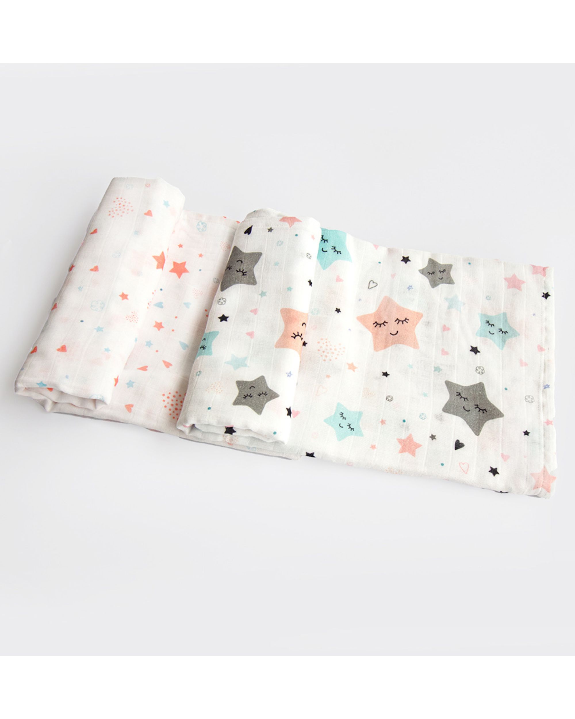 Twinkly stars and fairy dust muslin swaddle - set of two