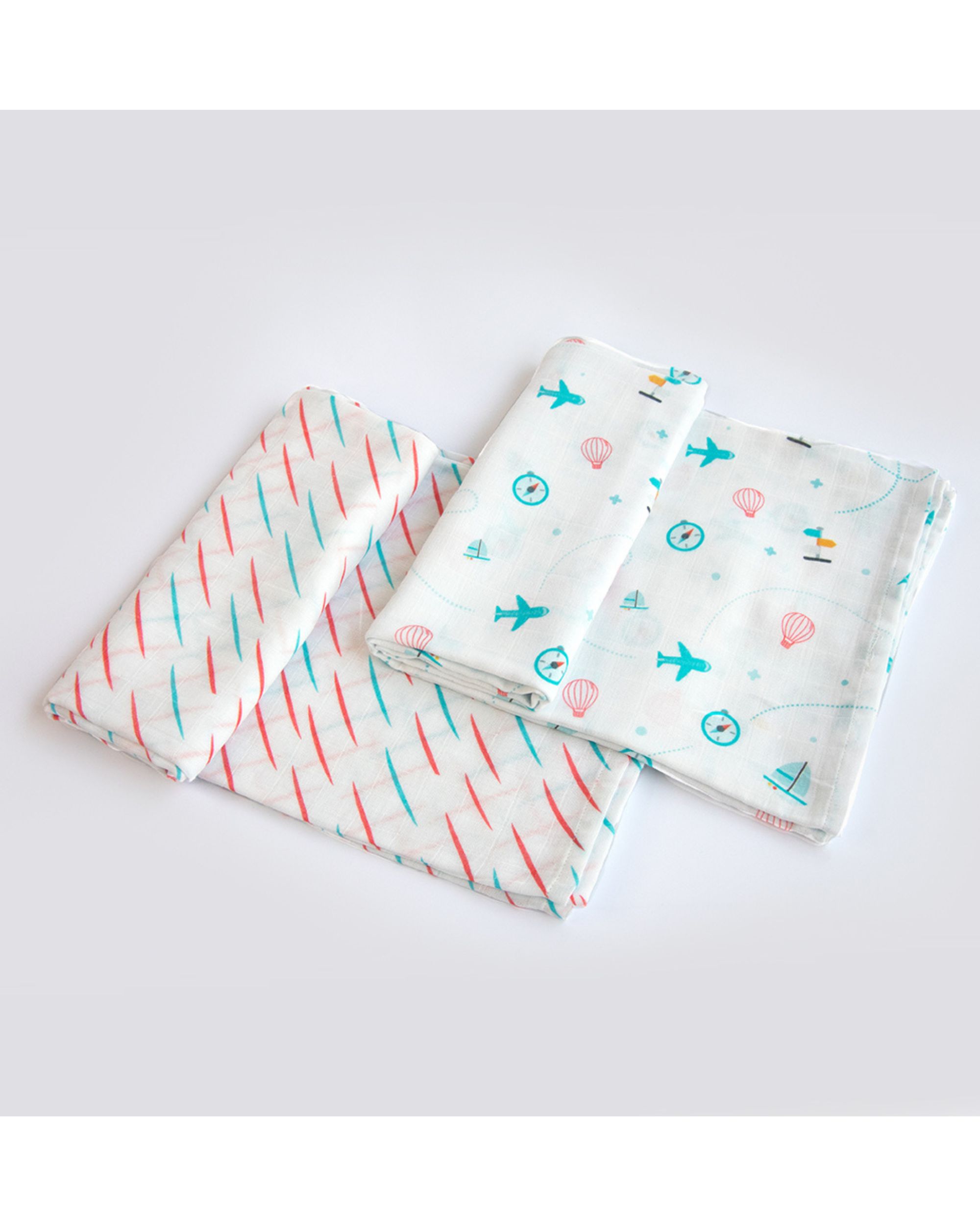 Lil travel and rain themed swaddle set - set of two