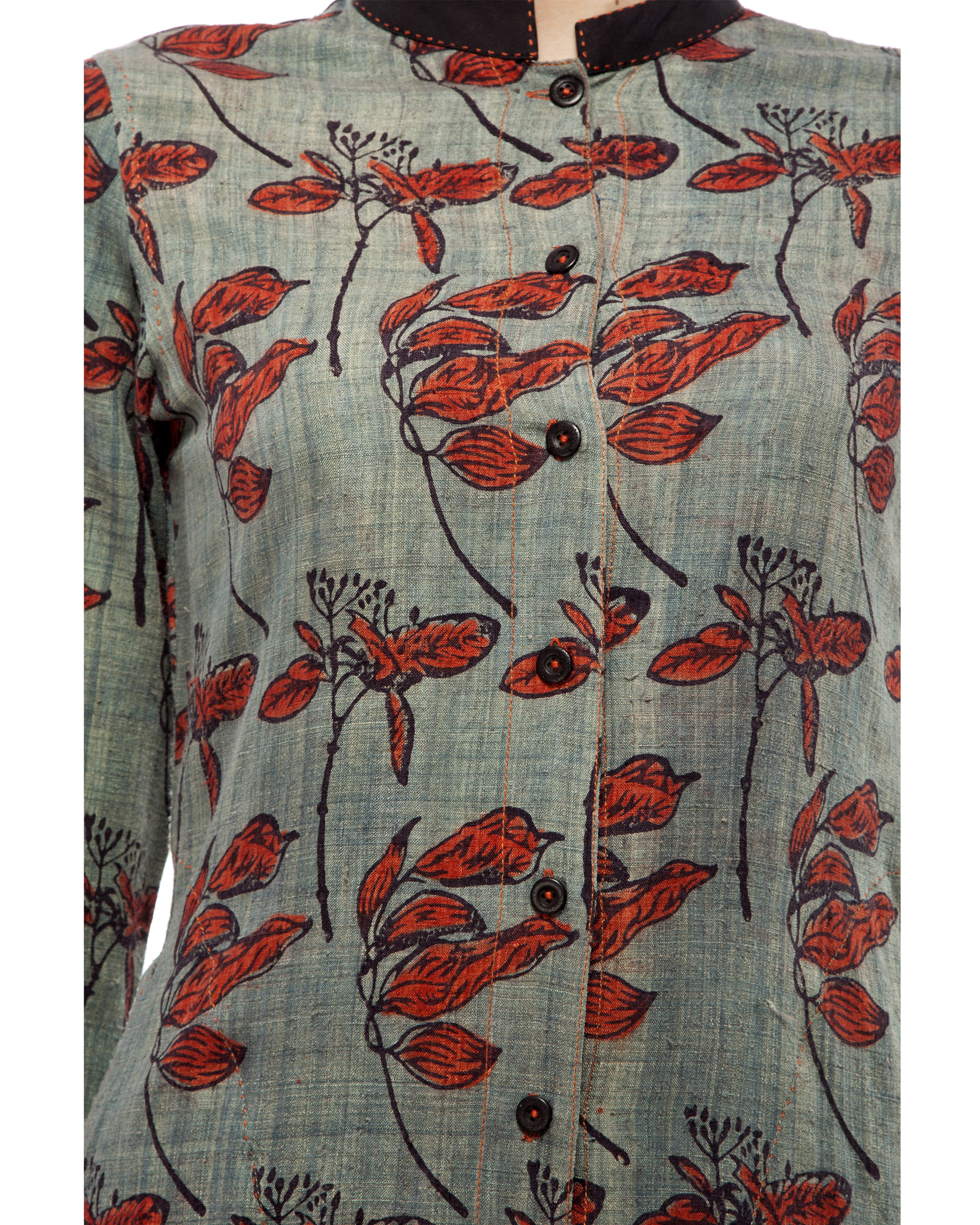 Leaf print long tunic by Divyam Mehta | The Secret Label