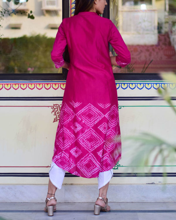 Shibori Print Rani Pink Kurta by Siddhi Creation | The Secret Label