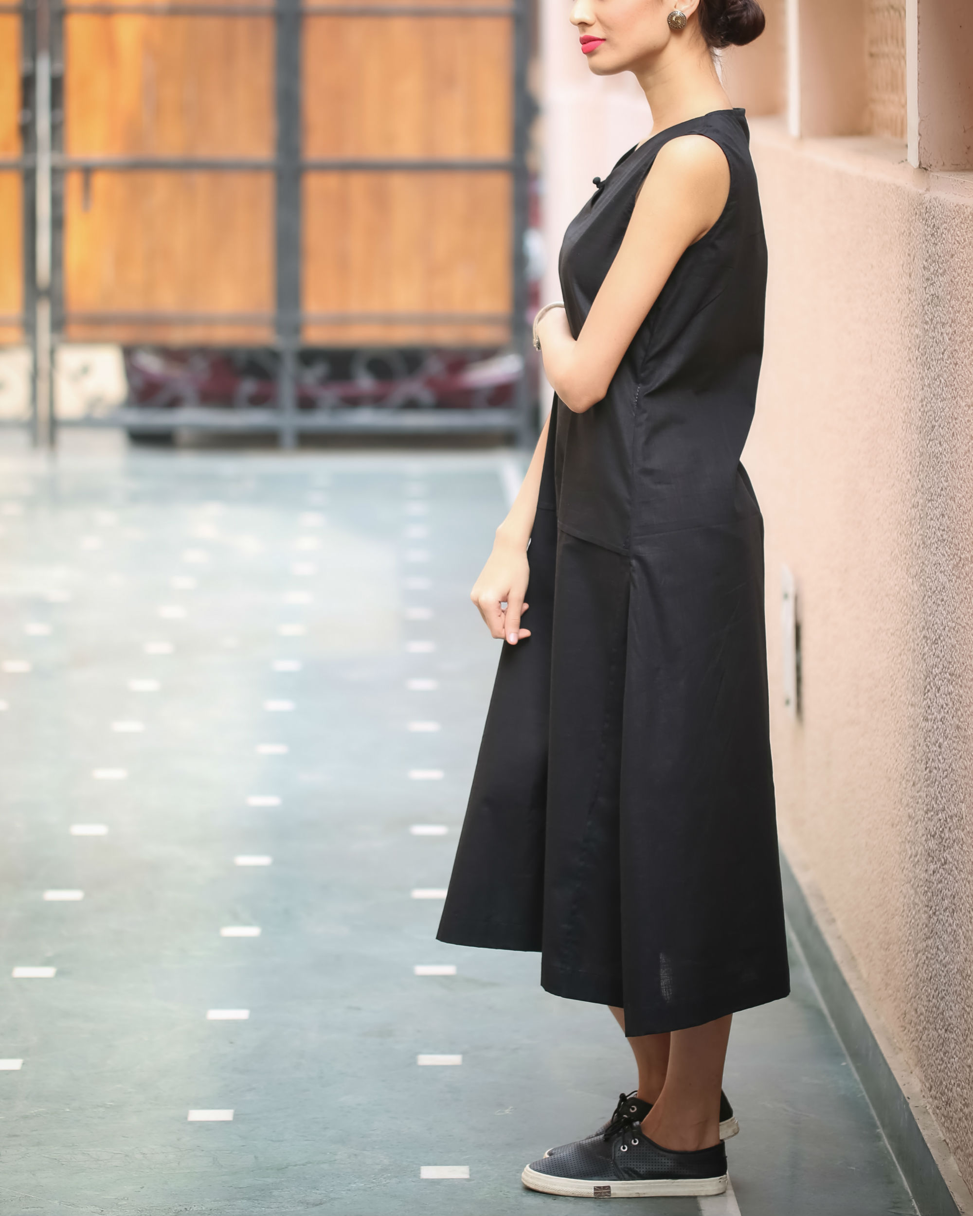 Black Keyhole Neckline Dress by Raasleela | The Secret Label