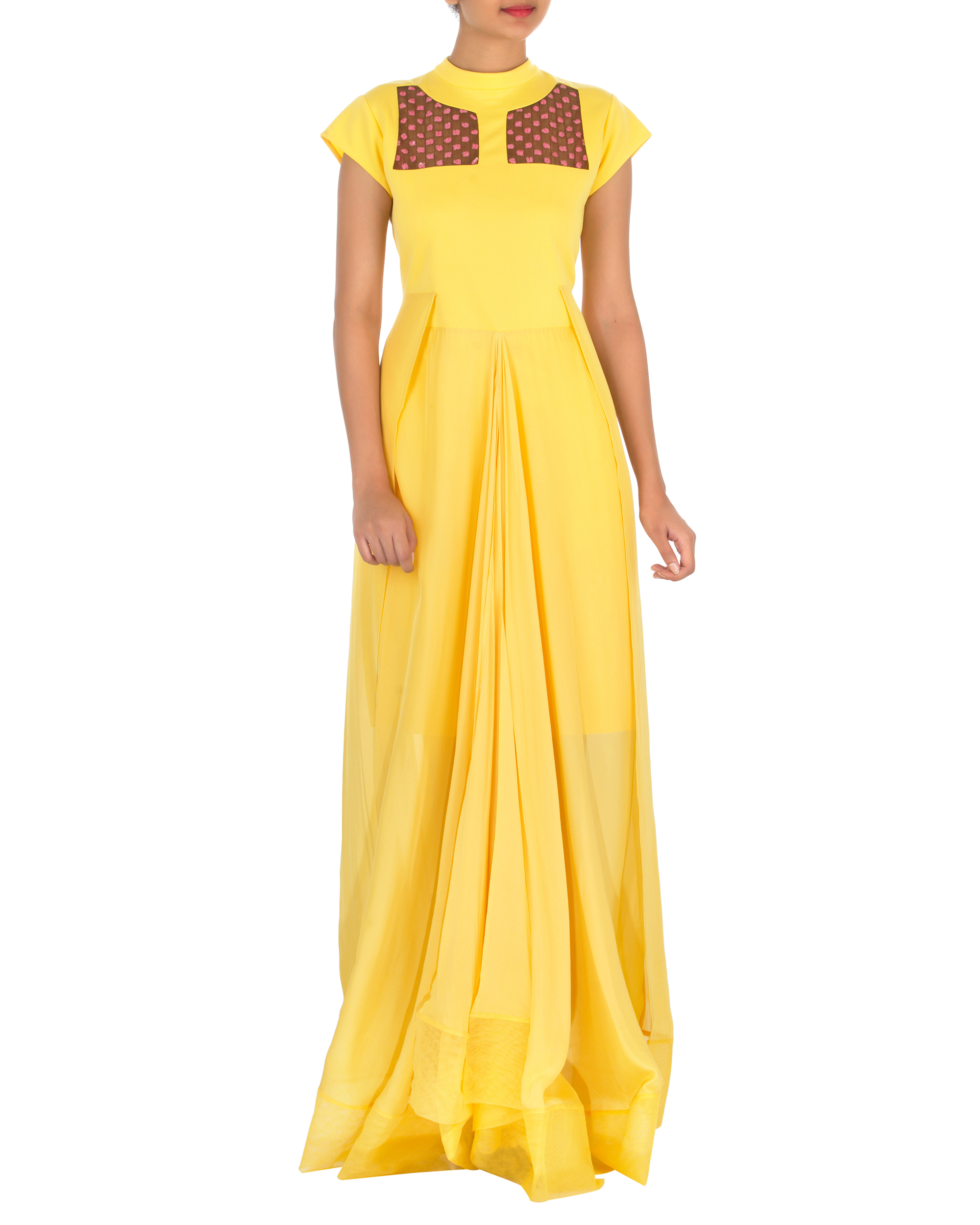 Four panelled yellow gown by Megha Garg The Secret Label