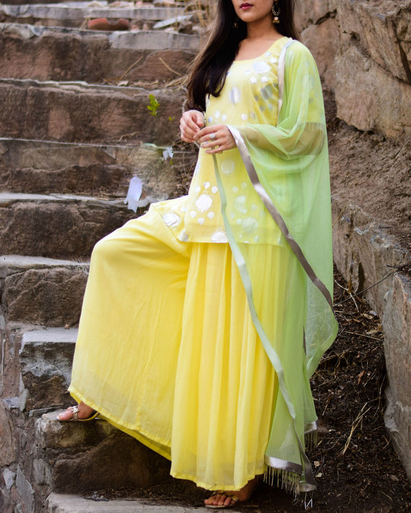 lemon yellow sharara suit