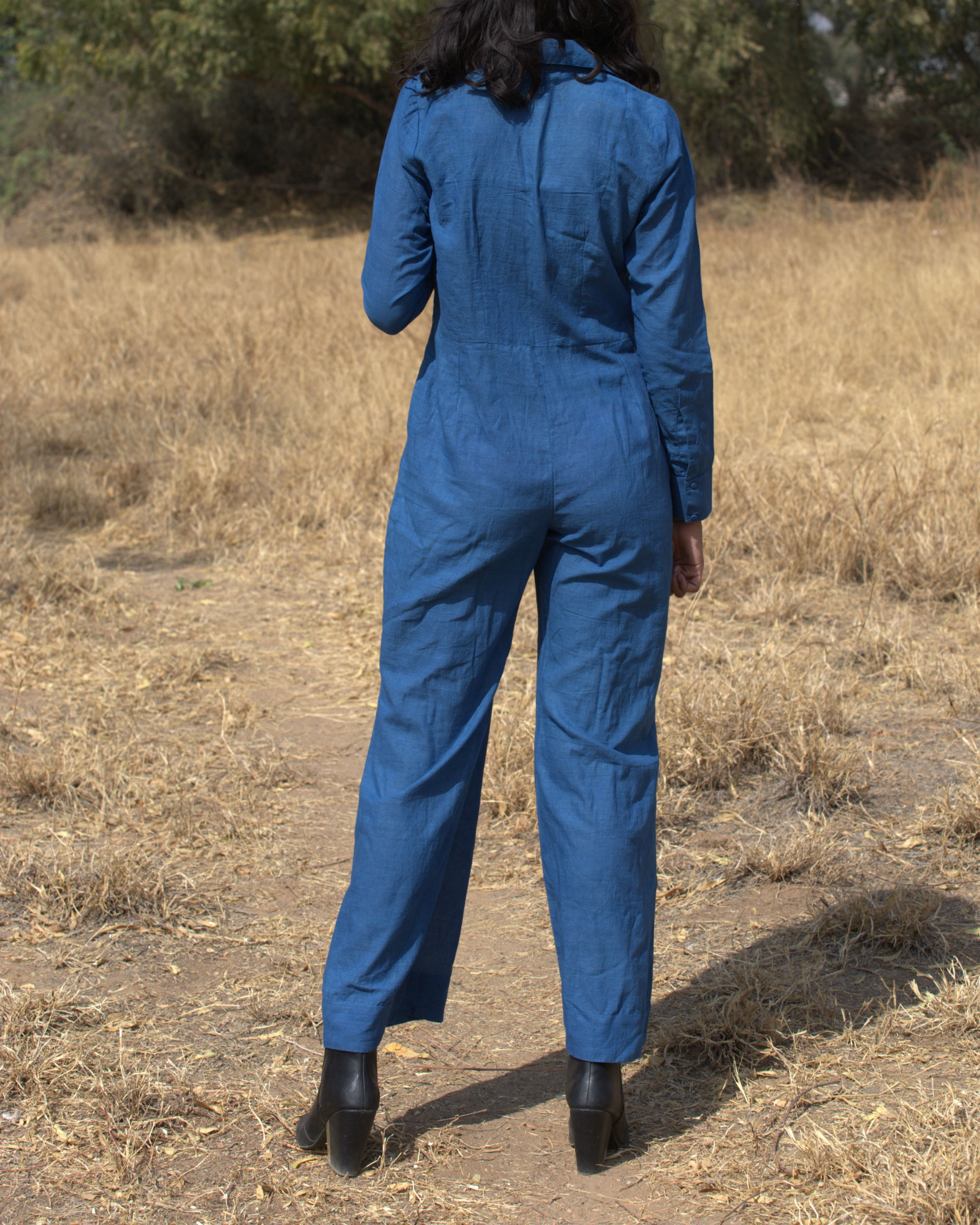 Blue Cotton Jumpsuit by Medhya The Secret Label