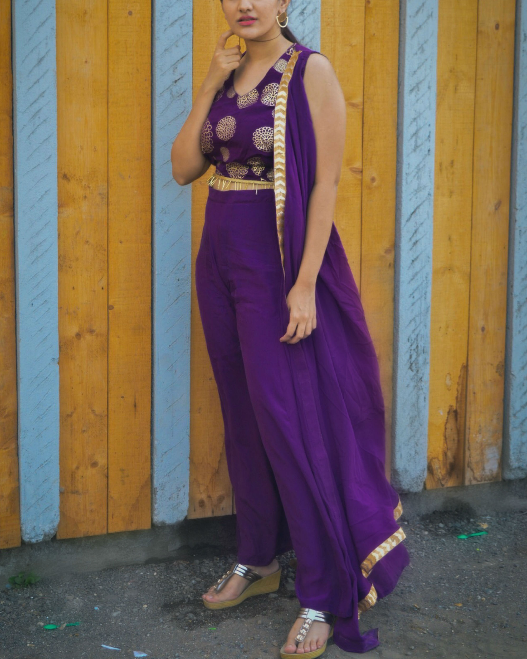 party wear crop top plazo
