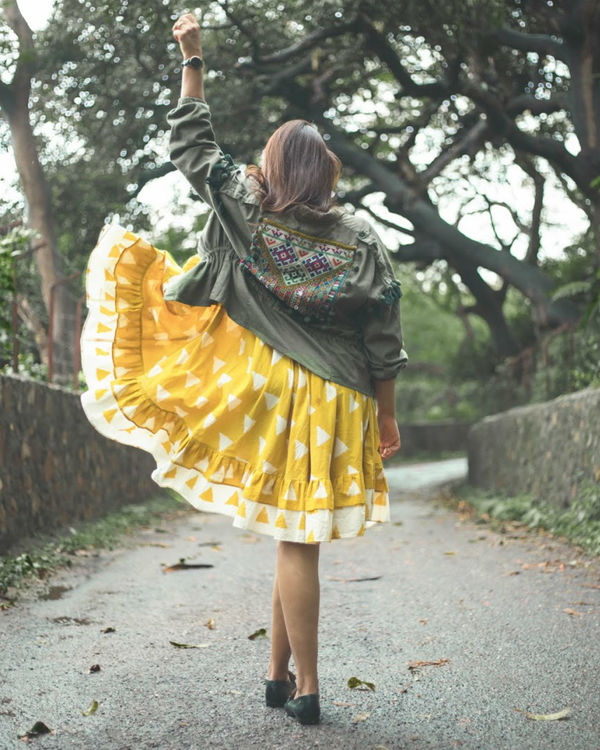 Yellow Mini Flared Dress by Tie & Dye Tale
