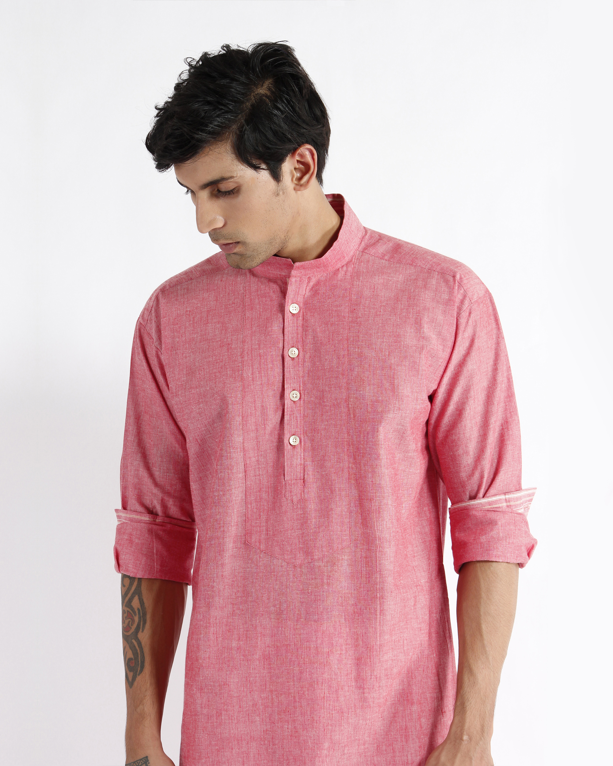 Handloom cotton drop shoulder kurta by Dhatu Design Studio | The Secret ...