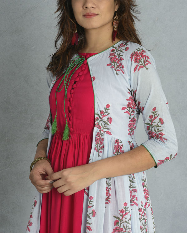 Pink gathered jacket dress 1