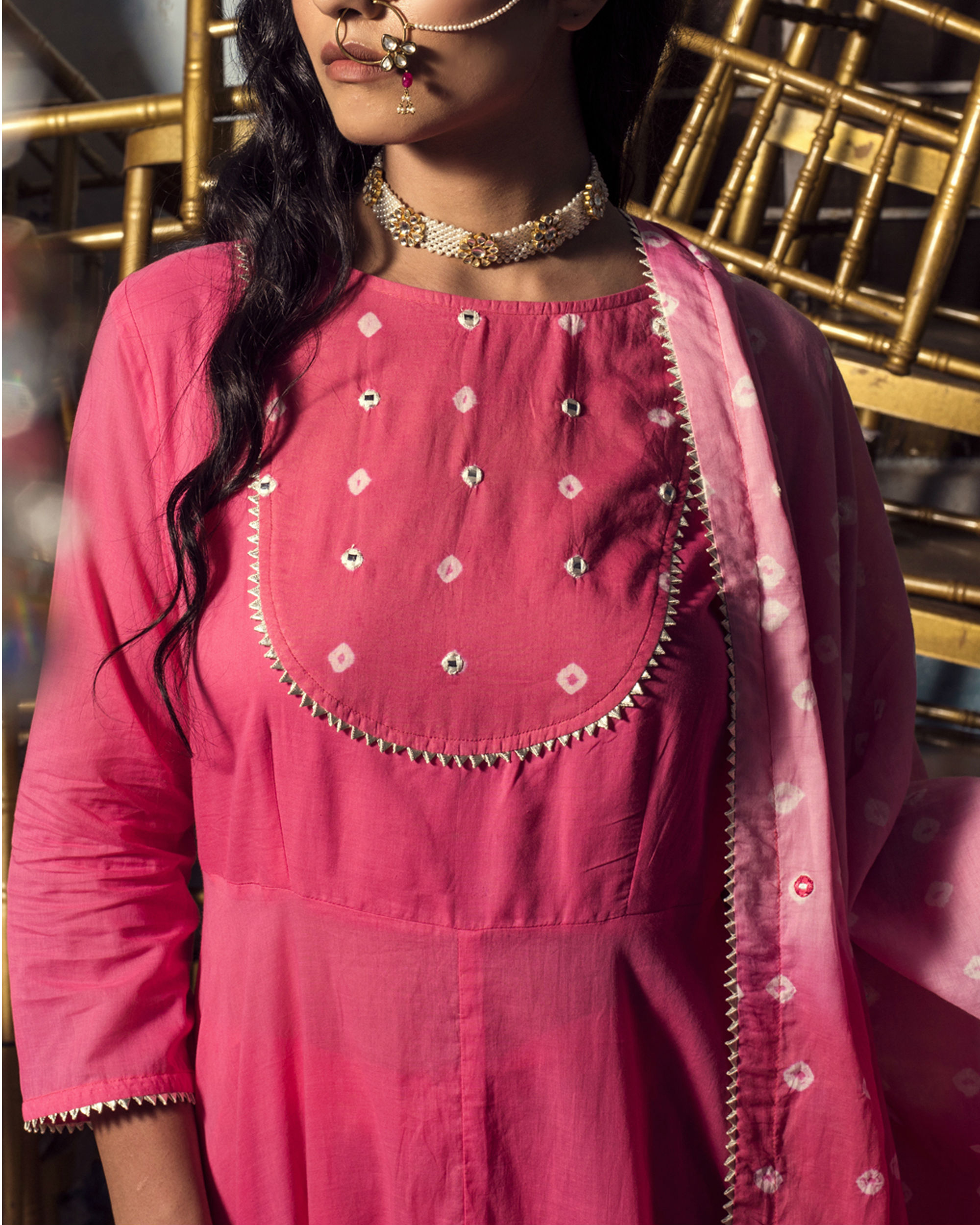 Coral color Kurta with Flared Palazzos by Gulaal The Secret Label