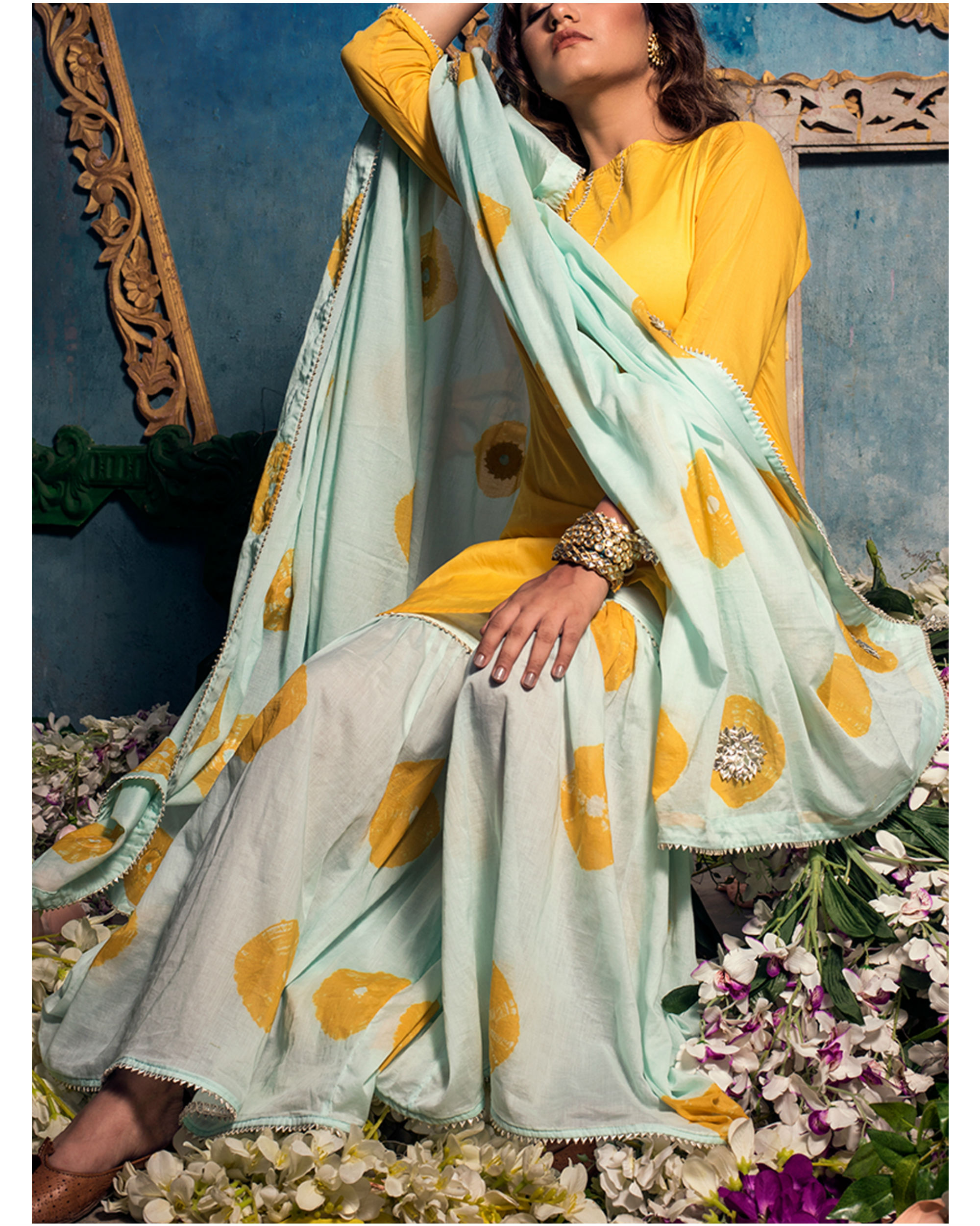 yellow simple sharara