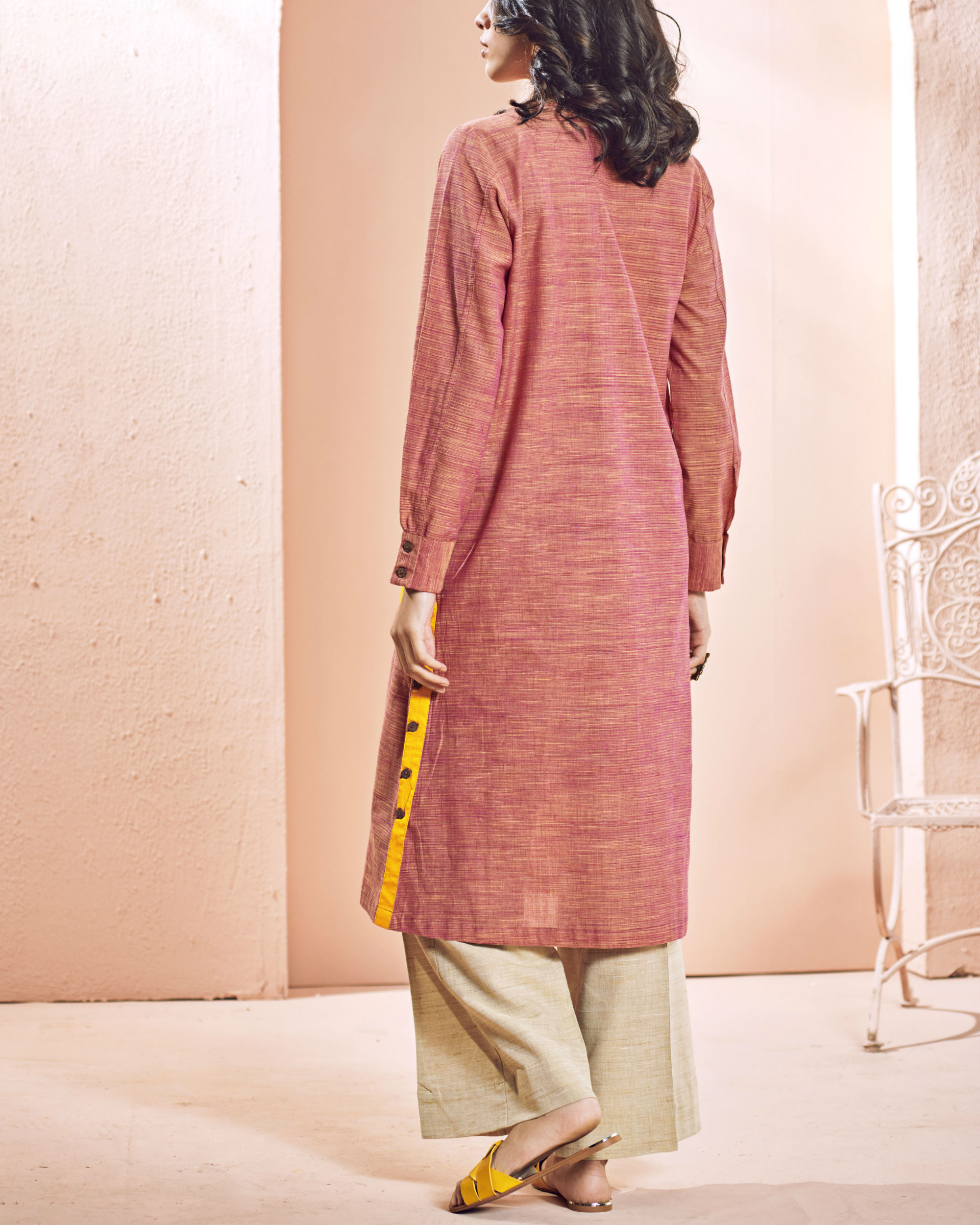 Peach full sleeve kurta by IDAR The Secret Label