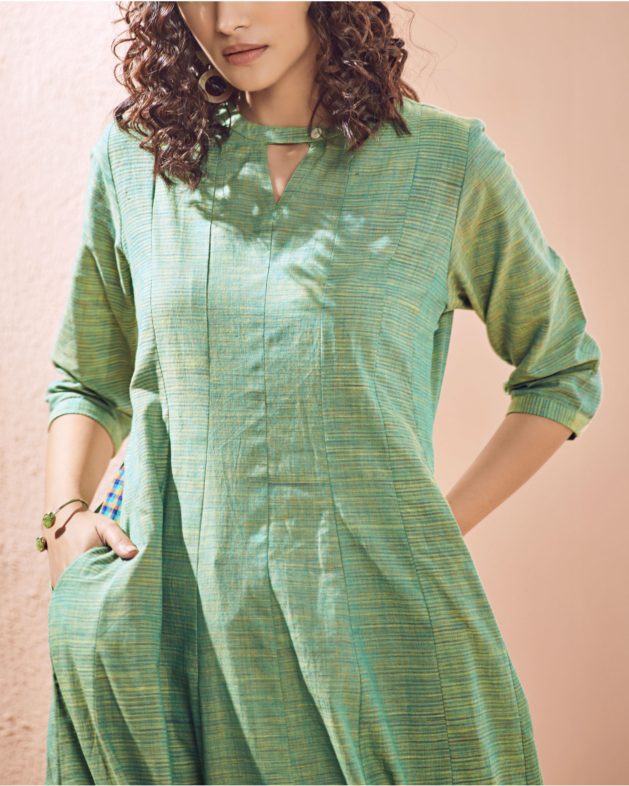 Mint paneled kurta by IDAR The Secret Label
