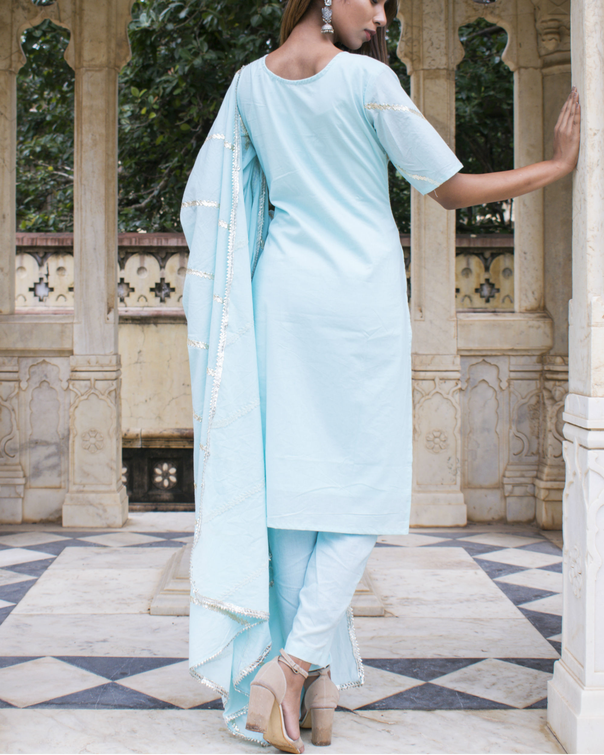 Powder blue gota suit set by Chokhi Bandhani The Secret Label