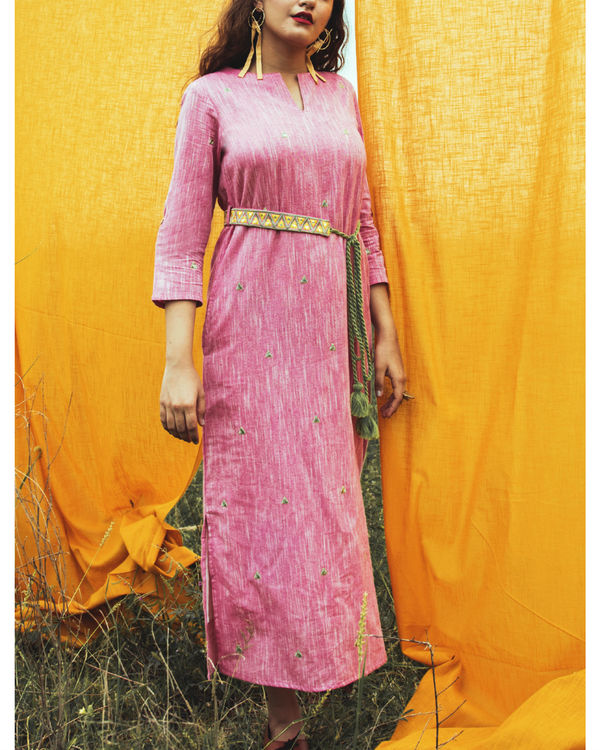 Pink mirror embellishment dress 1