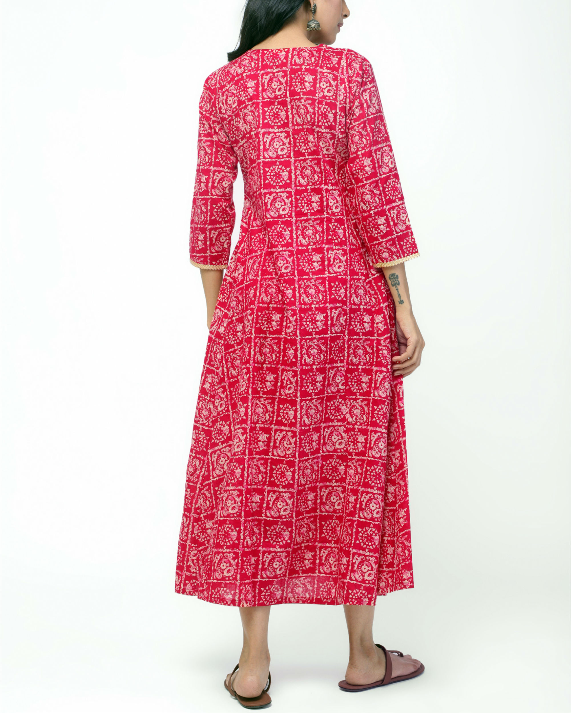 Red pink flared gota dress by trueBrowns | The Secret Label