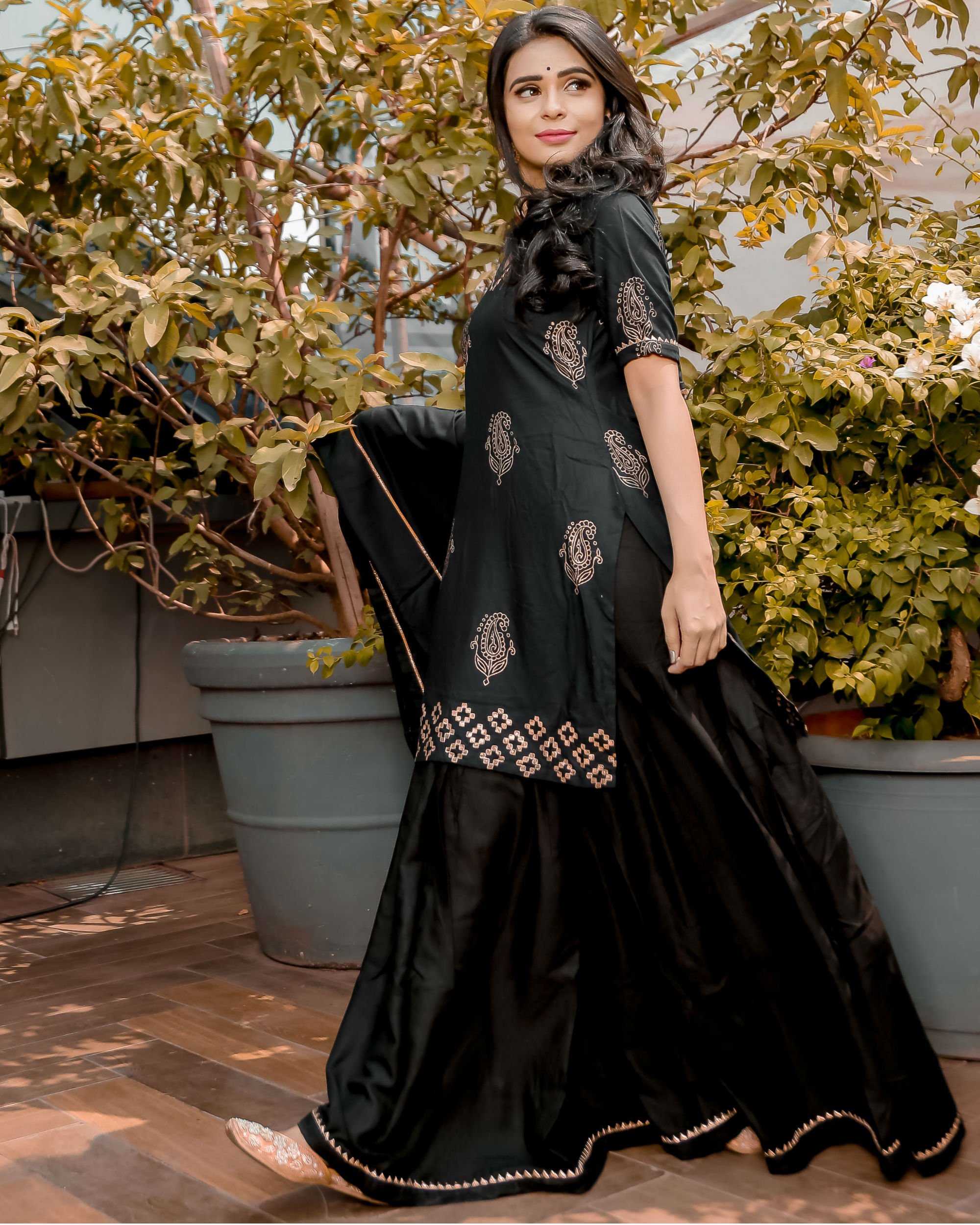 black and gold sharara suit