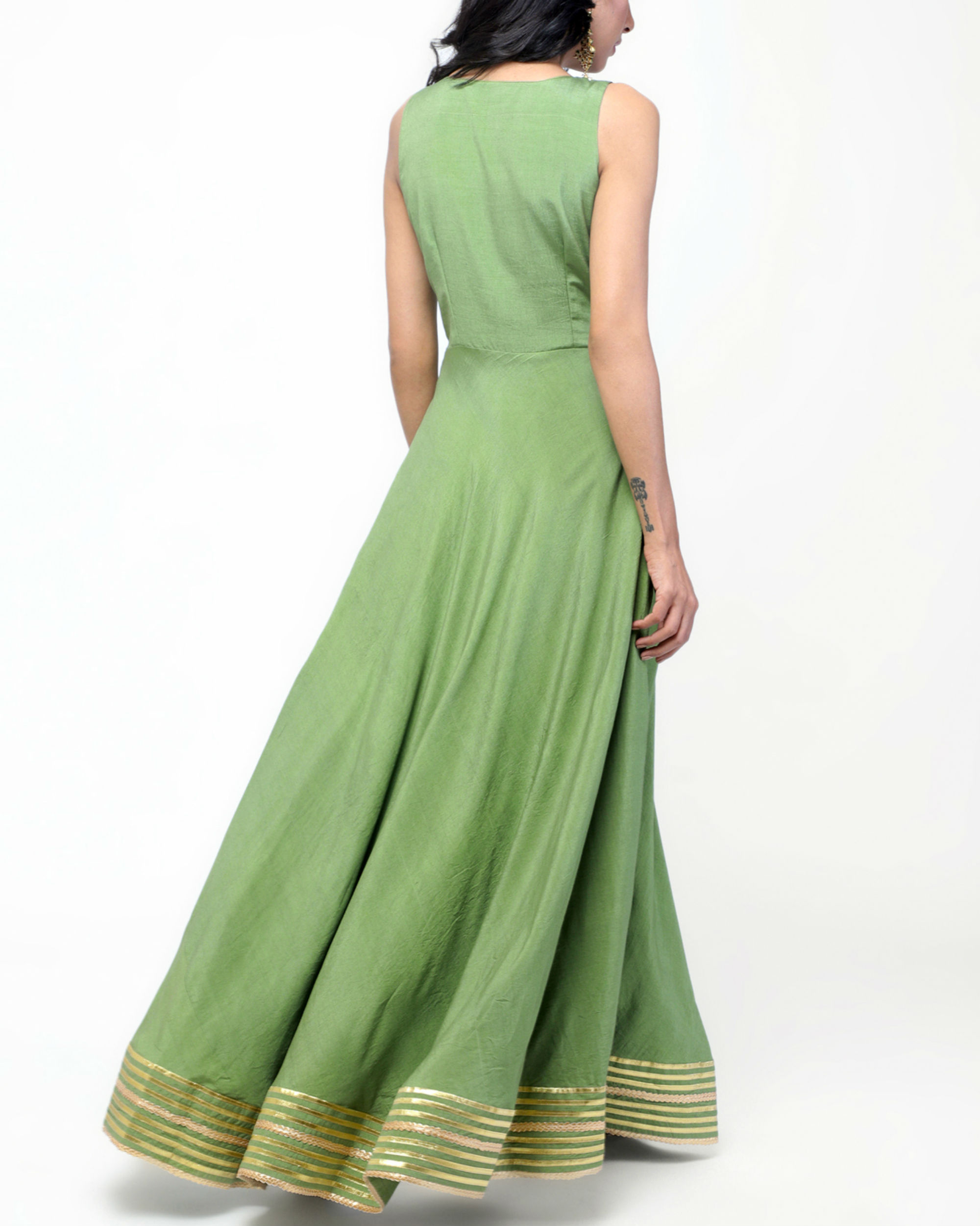 light green gown with dupatta