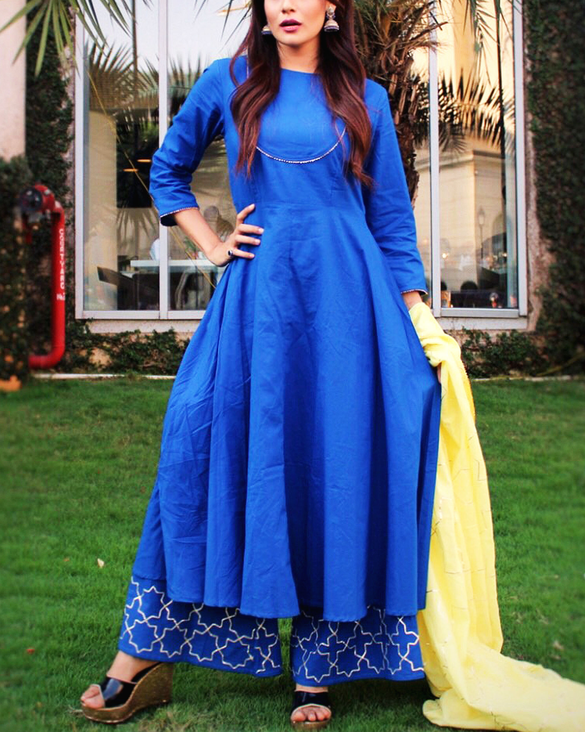 royal blue gown with dupatta