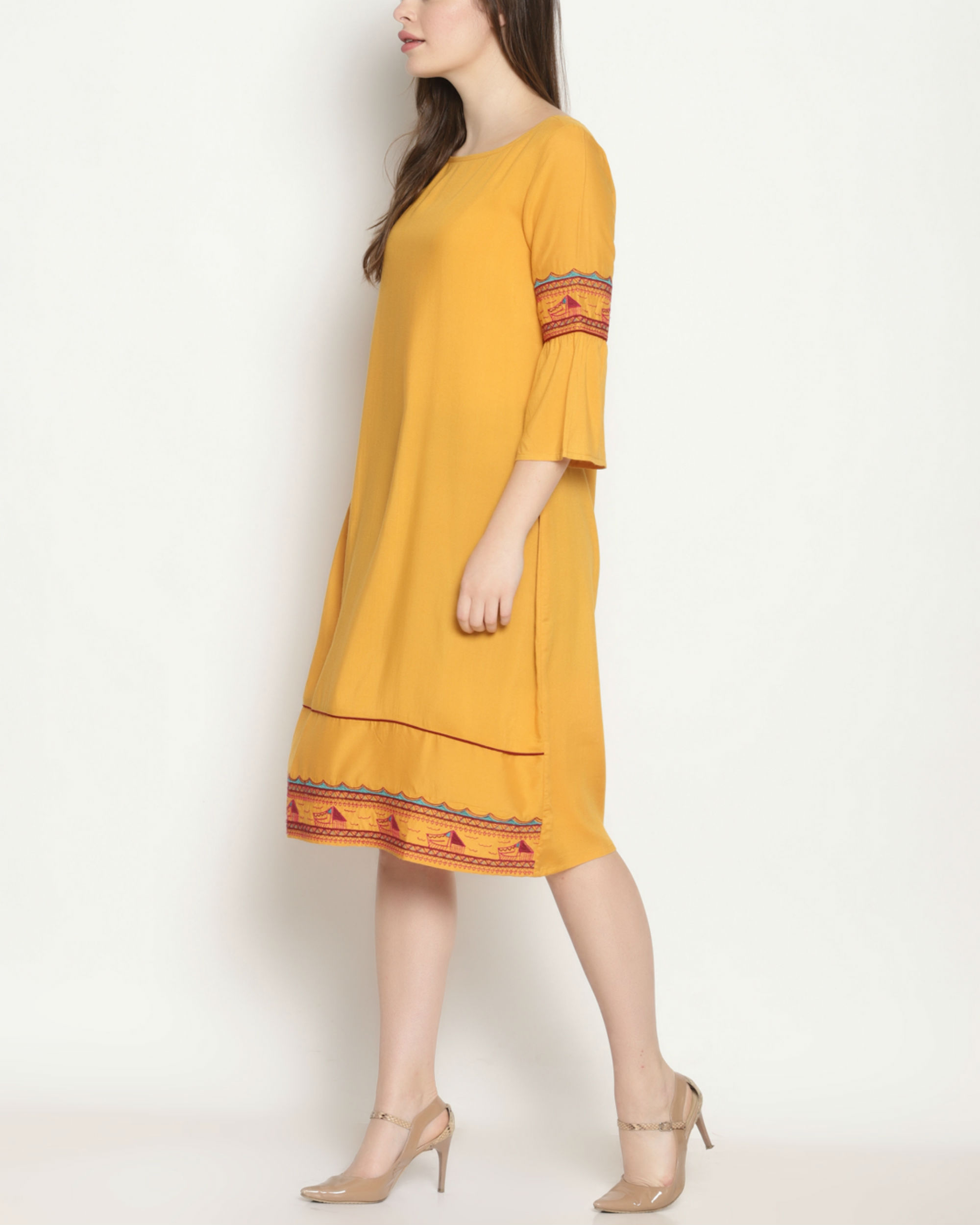yellow dress embroidery