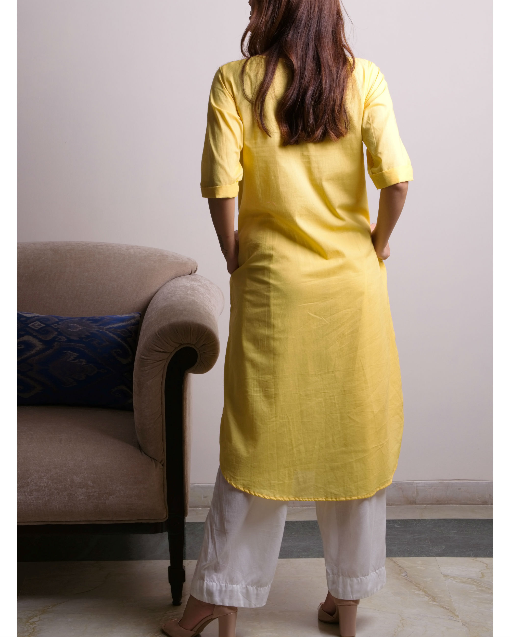 White Silk Kurta and Yellow Jacket with Straight Pants – Shaadilogy