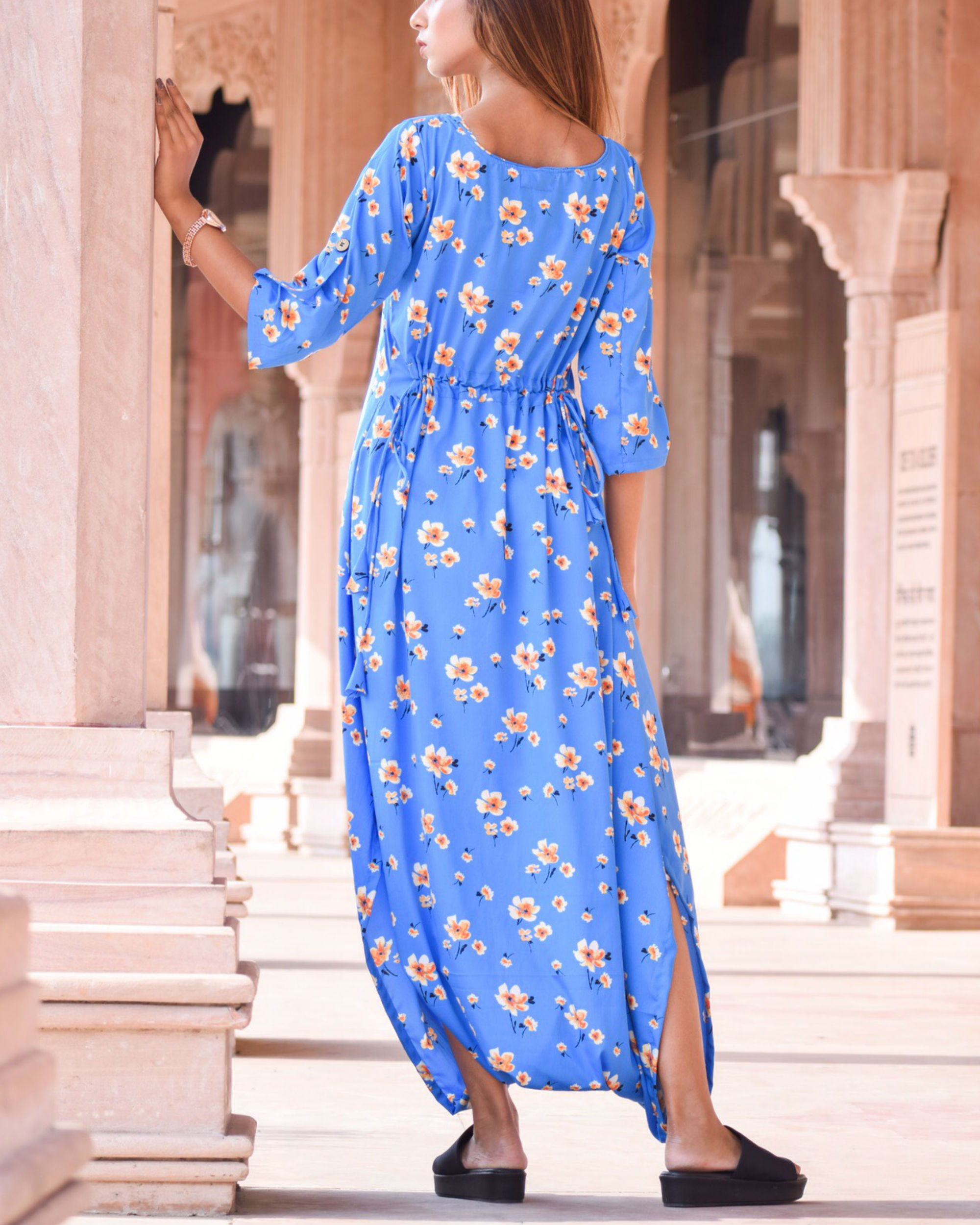 light blue floral jumpsuit