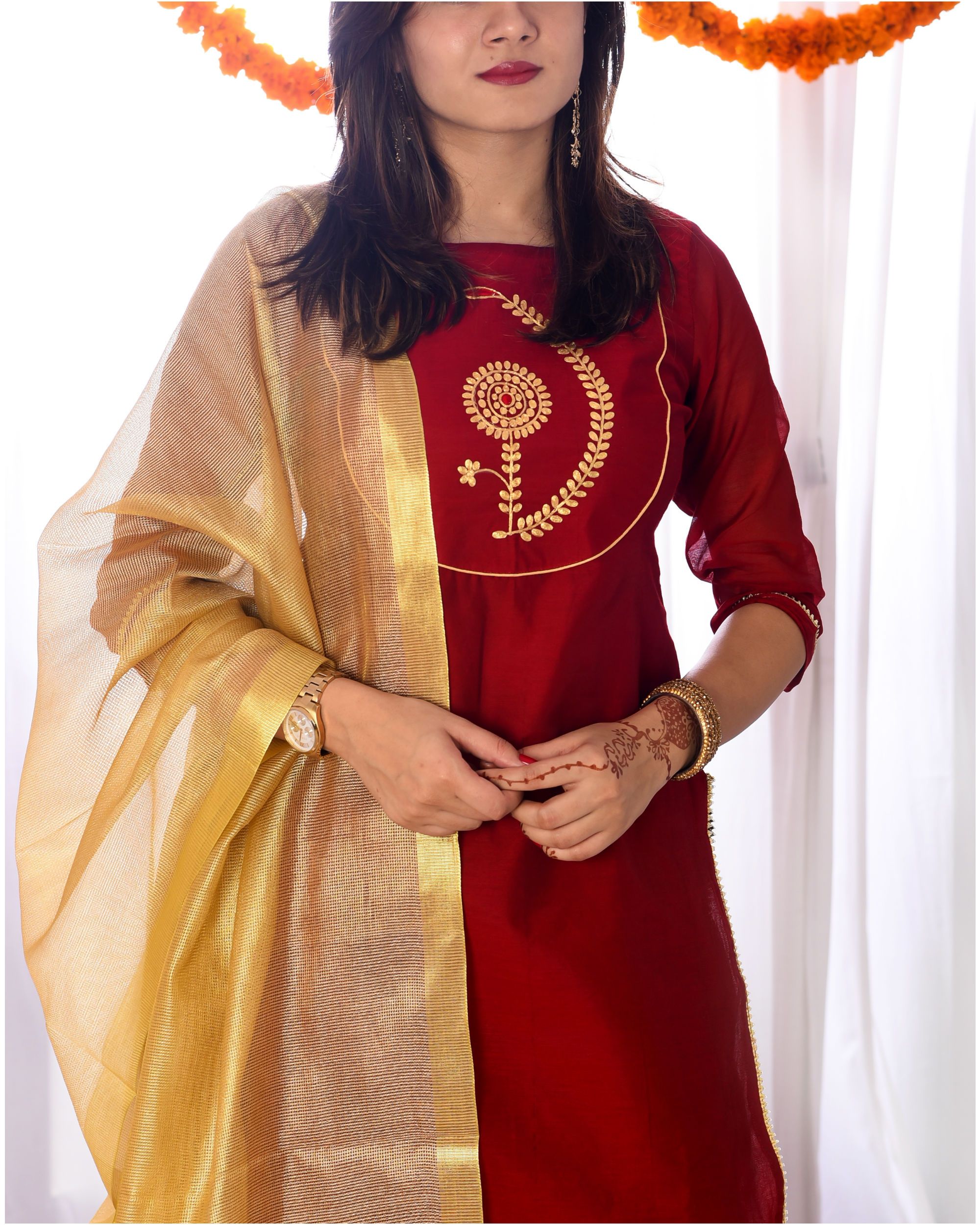 Red embroidered yoke set by Jaipuri Jazz The Secret Label