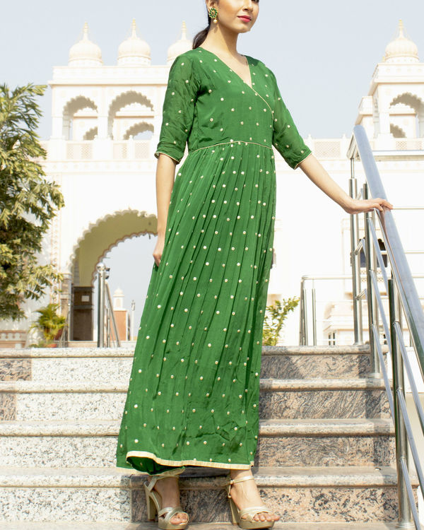 Dark green polka dot dress by Thread and Button | The Secret Label