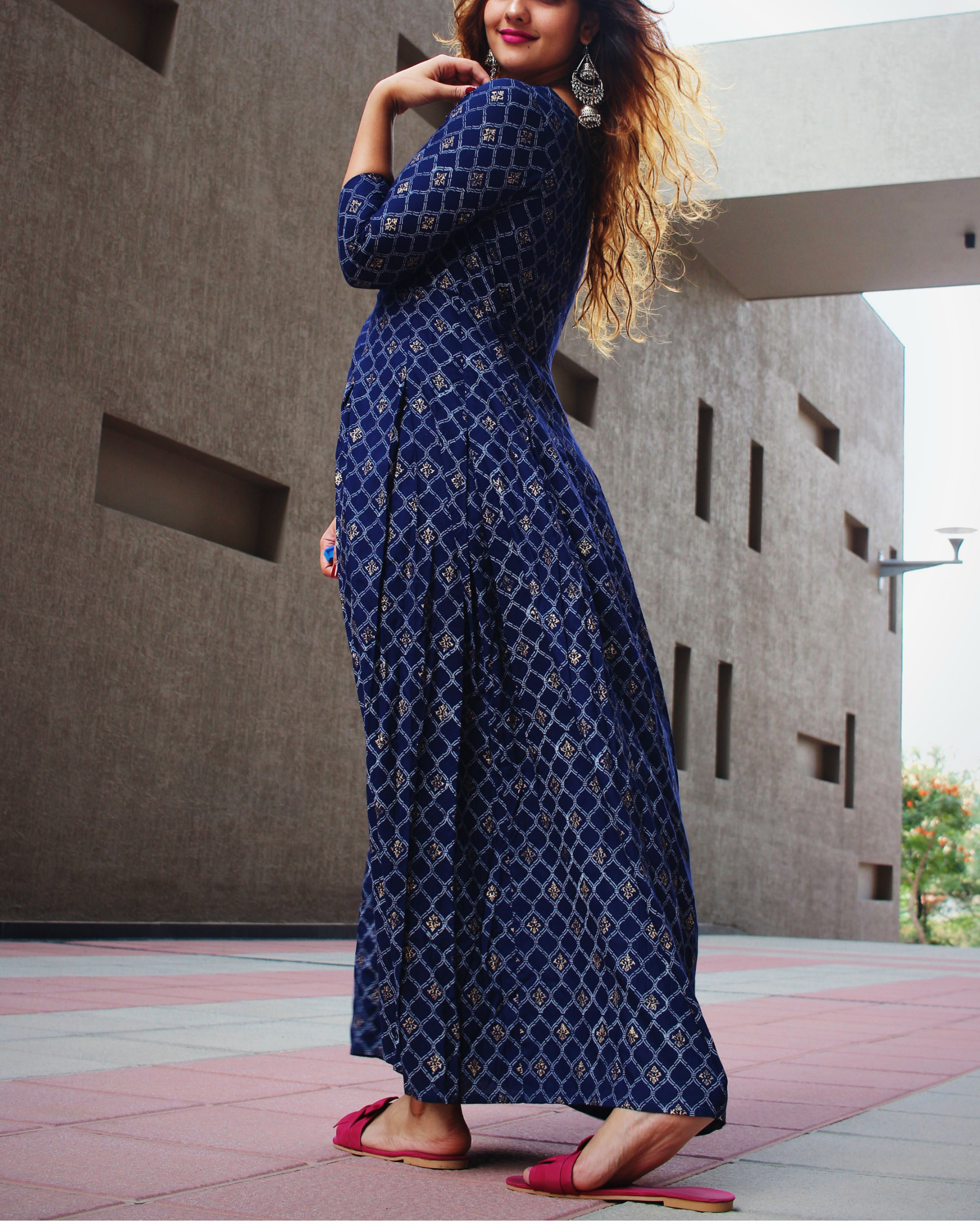 royal blue bohemian dress