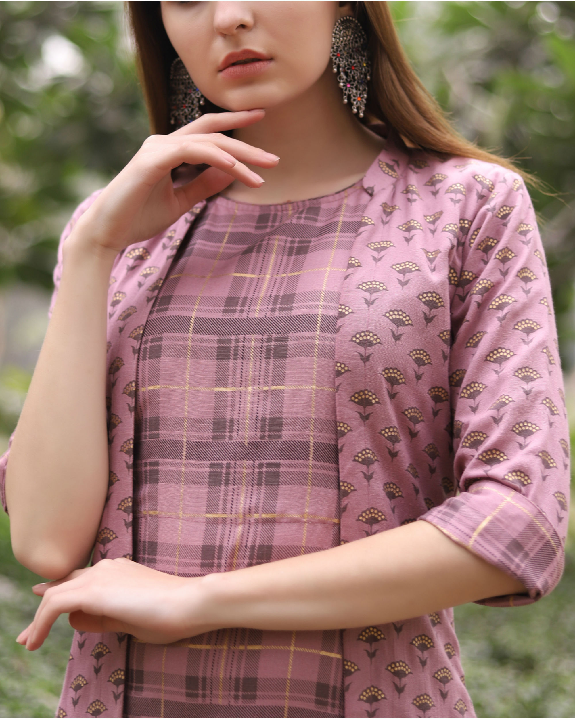 Pink printed jacket Dress by Desi Doree The Secret Label