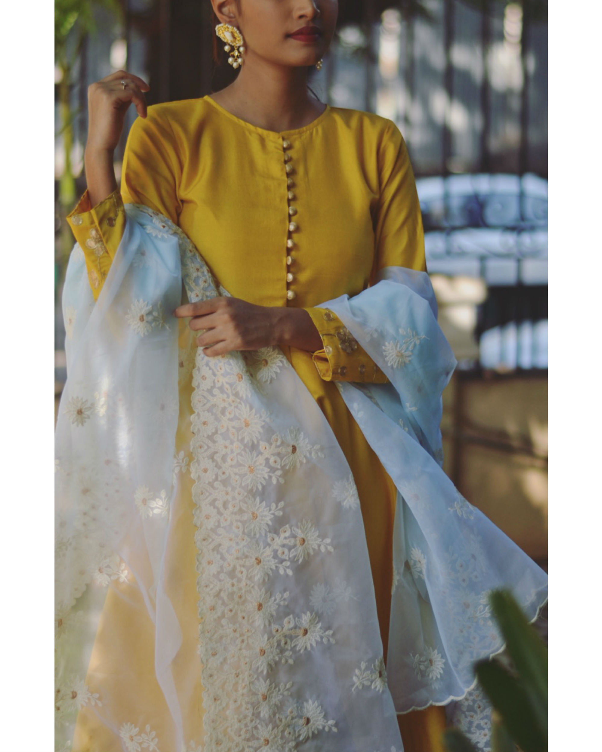 party wear golden dupatta