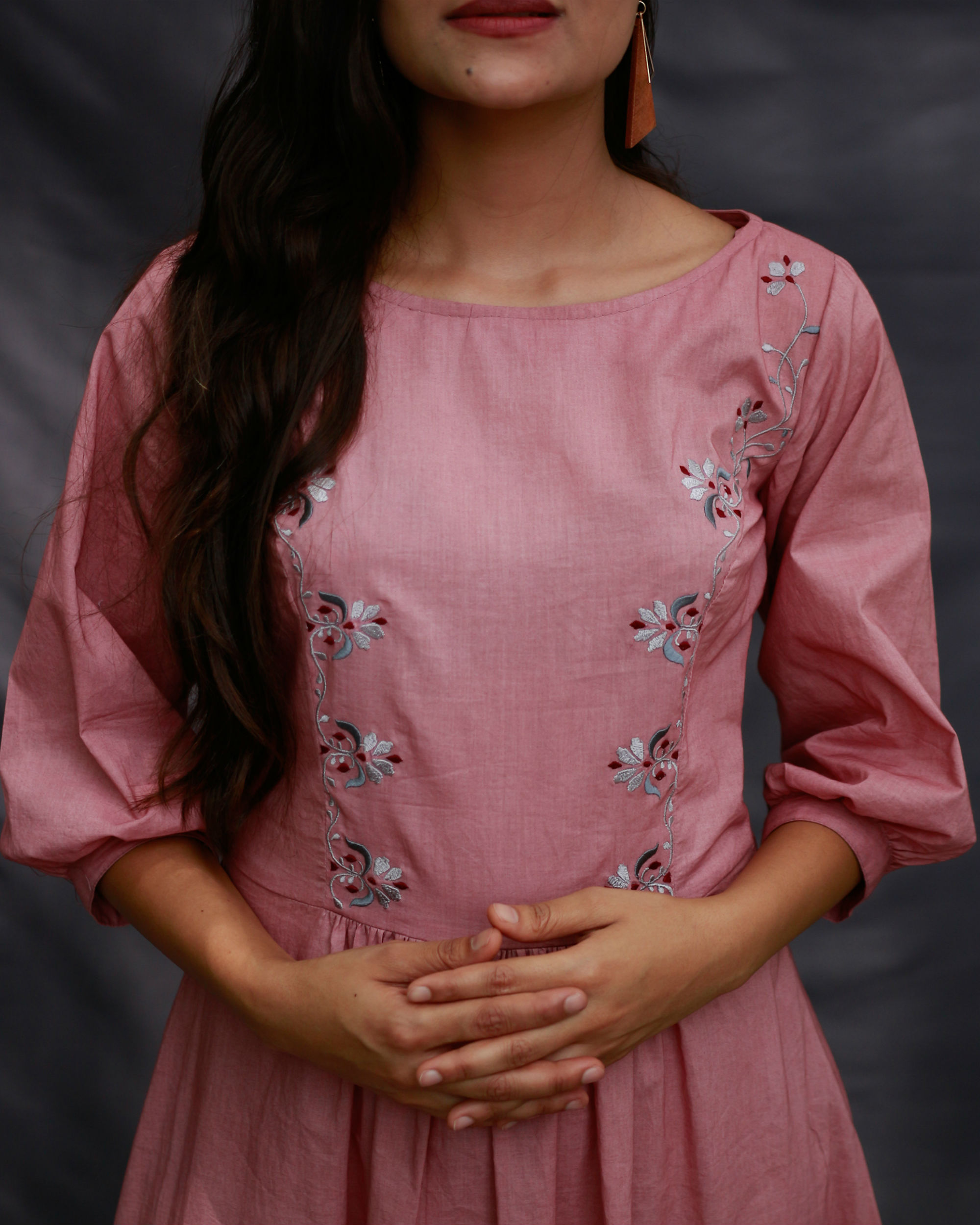 blush embroidered dress