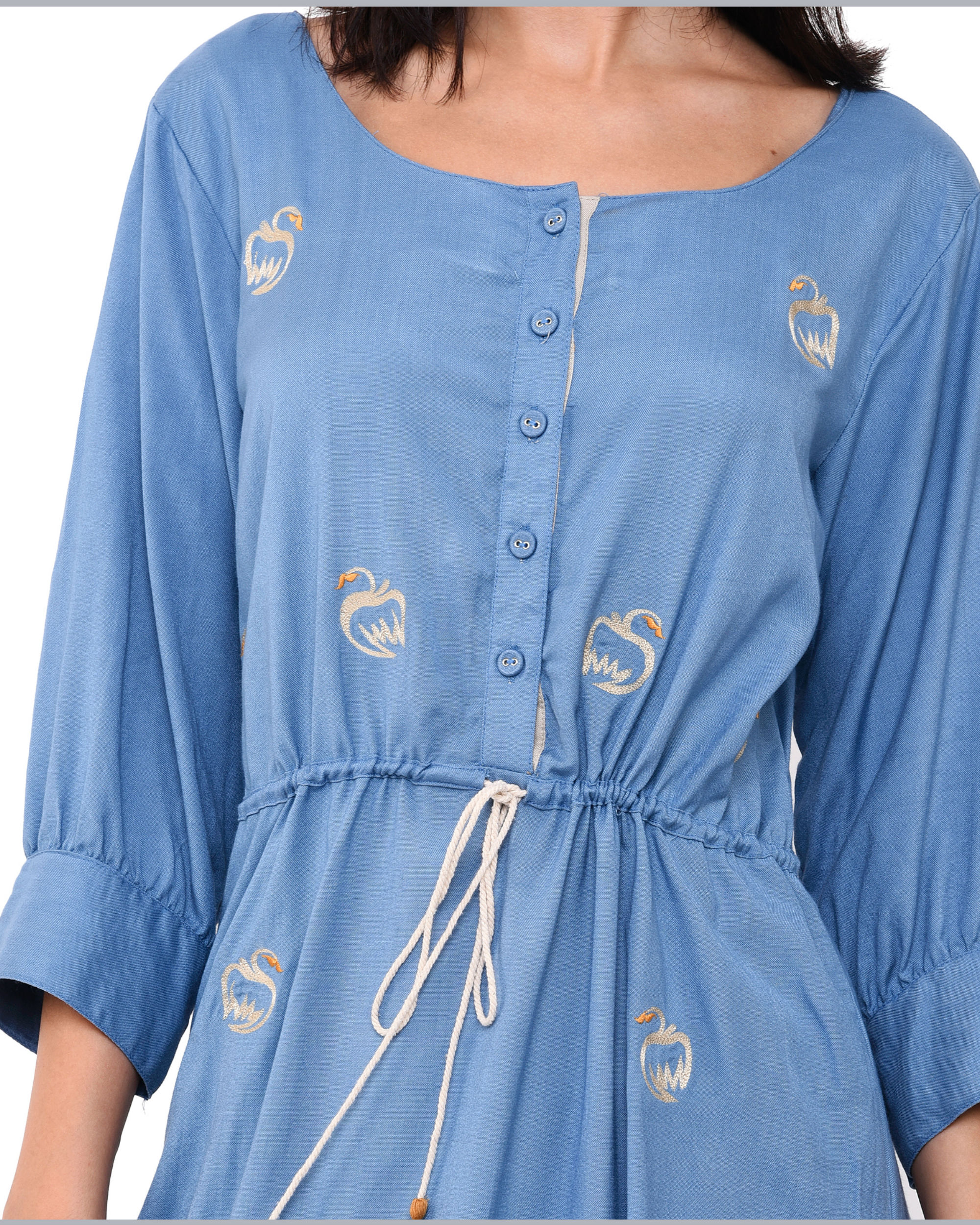 denim tie up dress