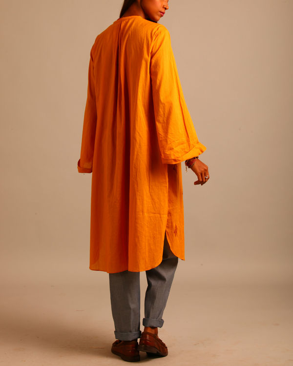 Yellow and maroon block print dress by ANS The Secret Label