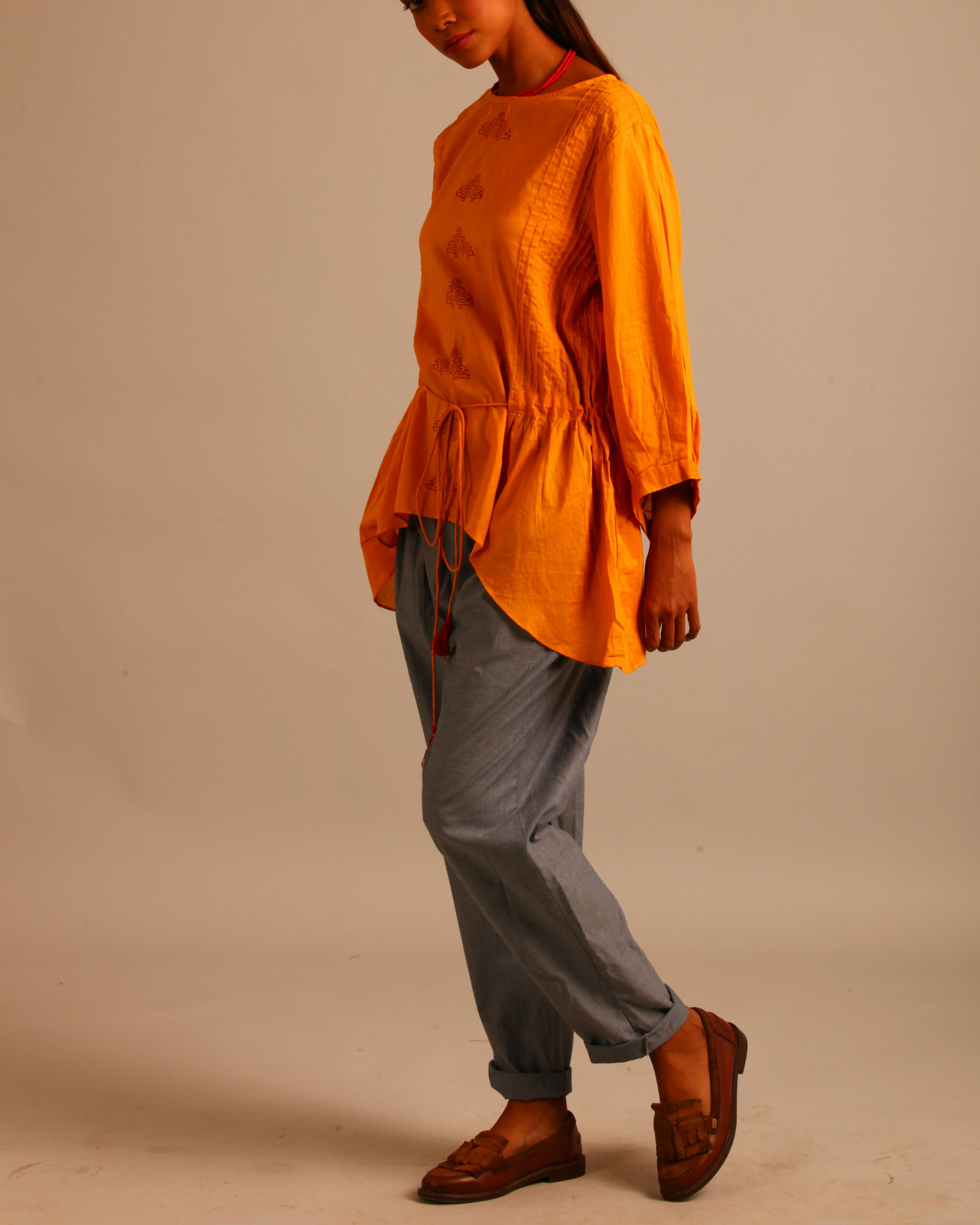 Yellow front tie- up top by ANS | The Secret Label