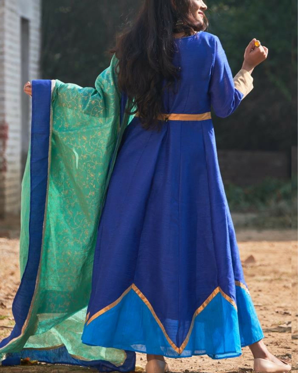 Royal blue gota kurta with dupatta 1