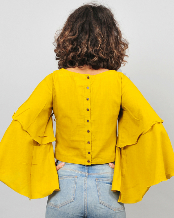 Yellow bell sleeves top 1
