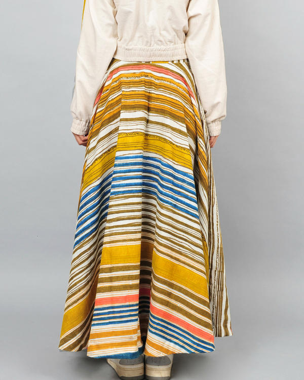 Multicoloured striped cotton skirt 1