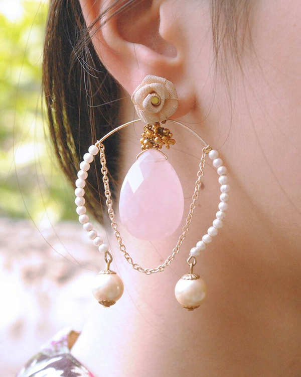 Rose quartz earrings 1