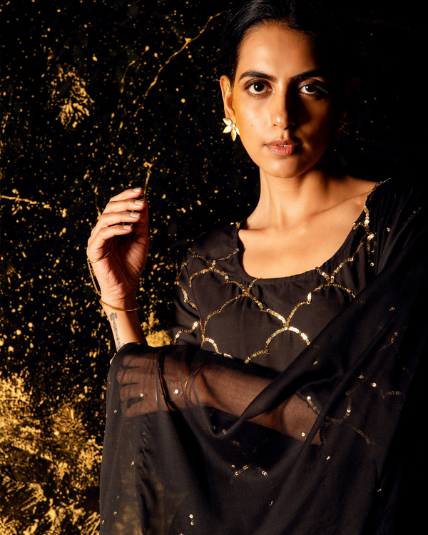 black and gold sharara suit