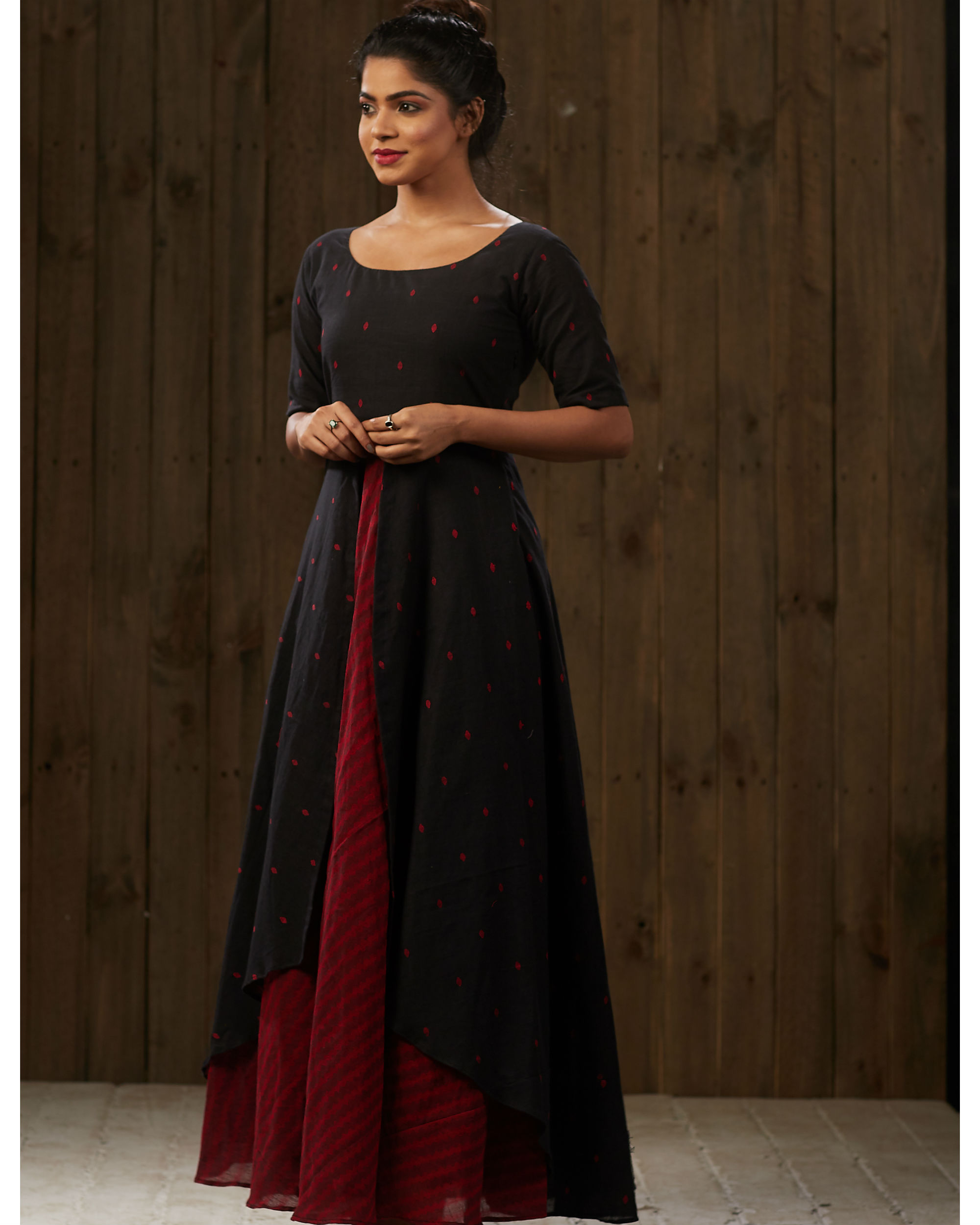 Black and outlet red combination frocks