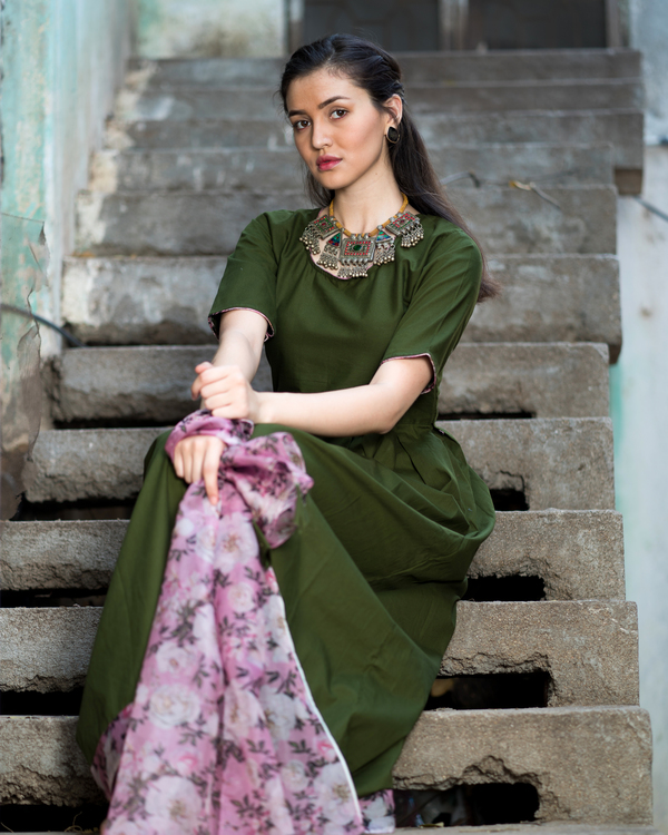 light green gown with dupatta