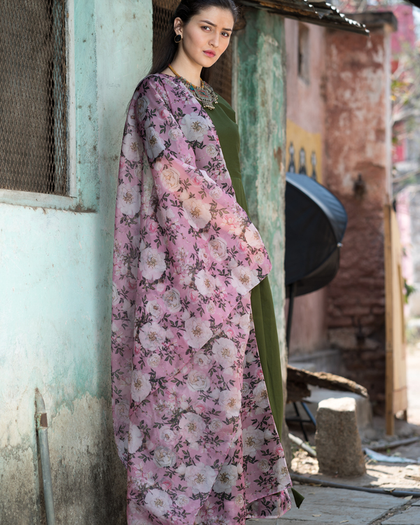 light green gown with dupatta