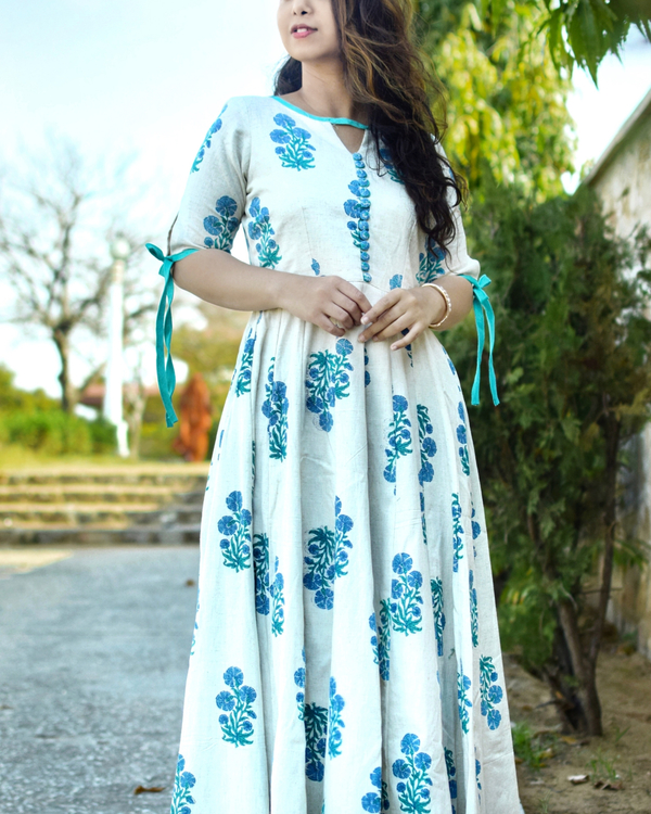 Deep sky cutaway sleeve dress by Label Shivani Vyas | The Secret Label