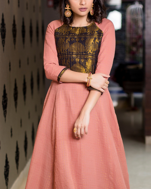 Salmon pink maxi dress by The Anarkali Shop The Secret Label