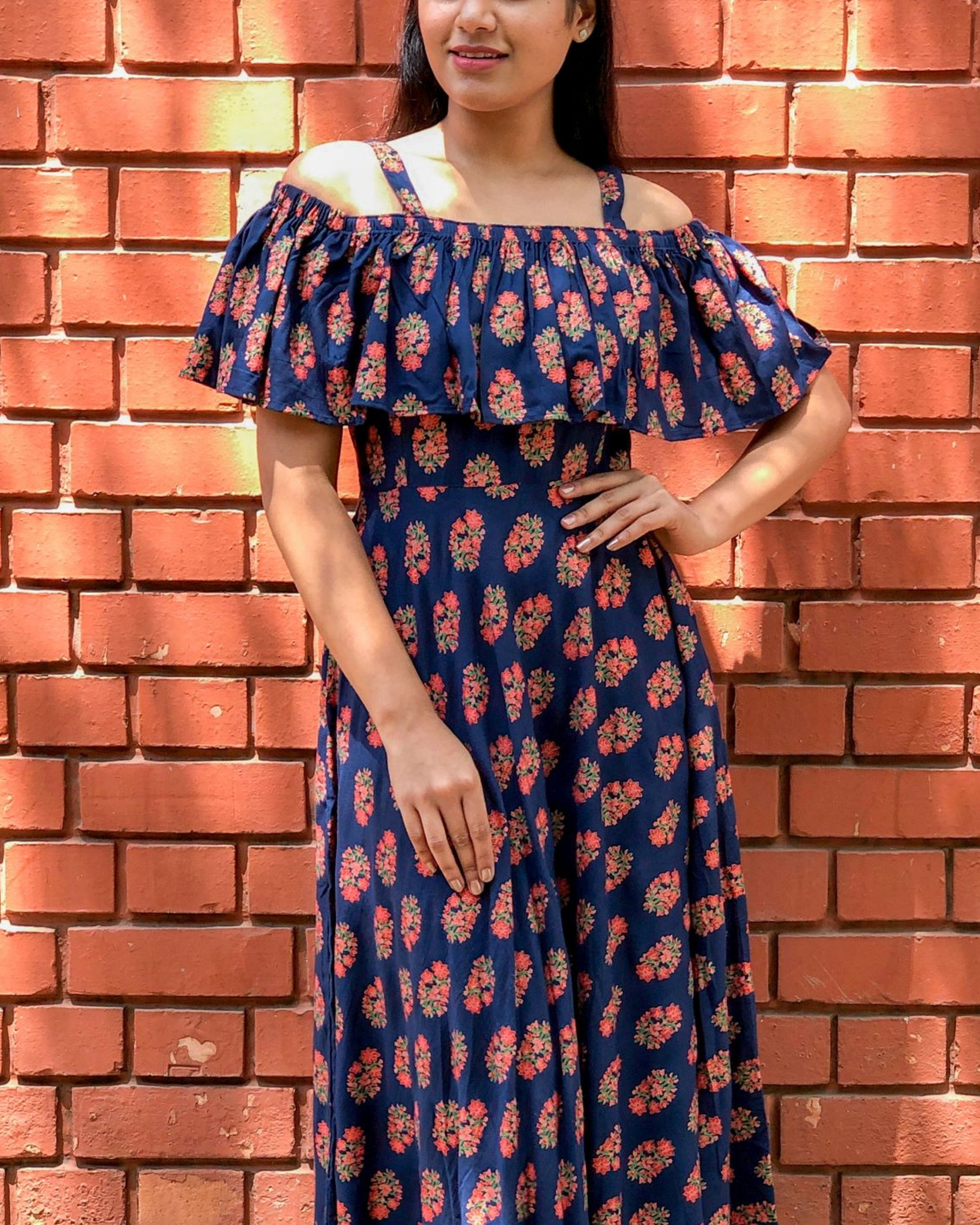 Off shoulder shop frock designs